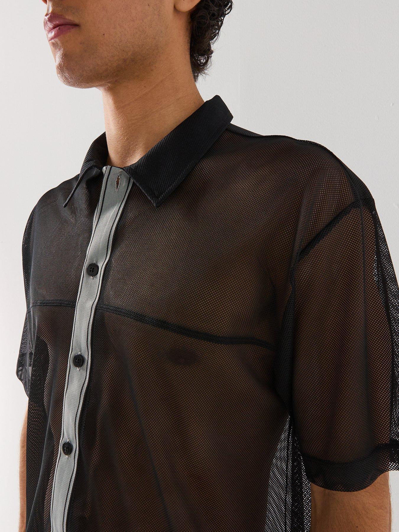 hugo-lite-beach-mesh-short-sleeve-shirt-blackoutfit
