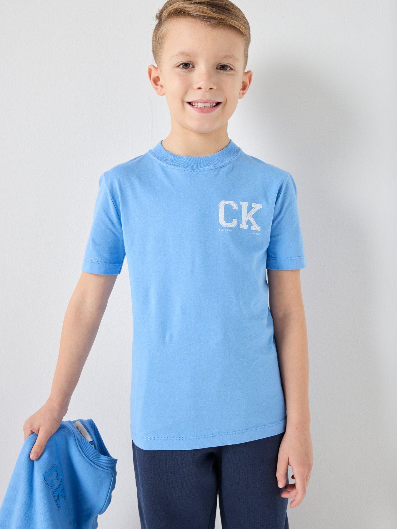 Calvin Klein Jeans Boys Ck Chest Logo Short Sleeve T-Shirt - Blue