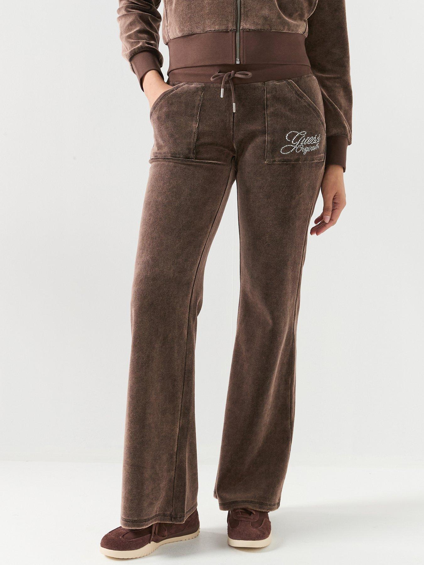 Image 1 of 4 of Guess Jeans Rhinestone Sweatpants - Brown