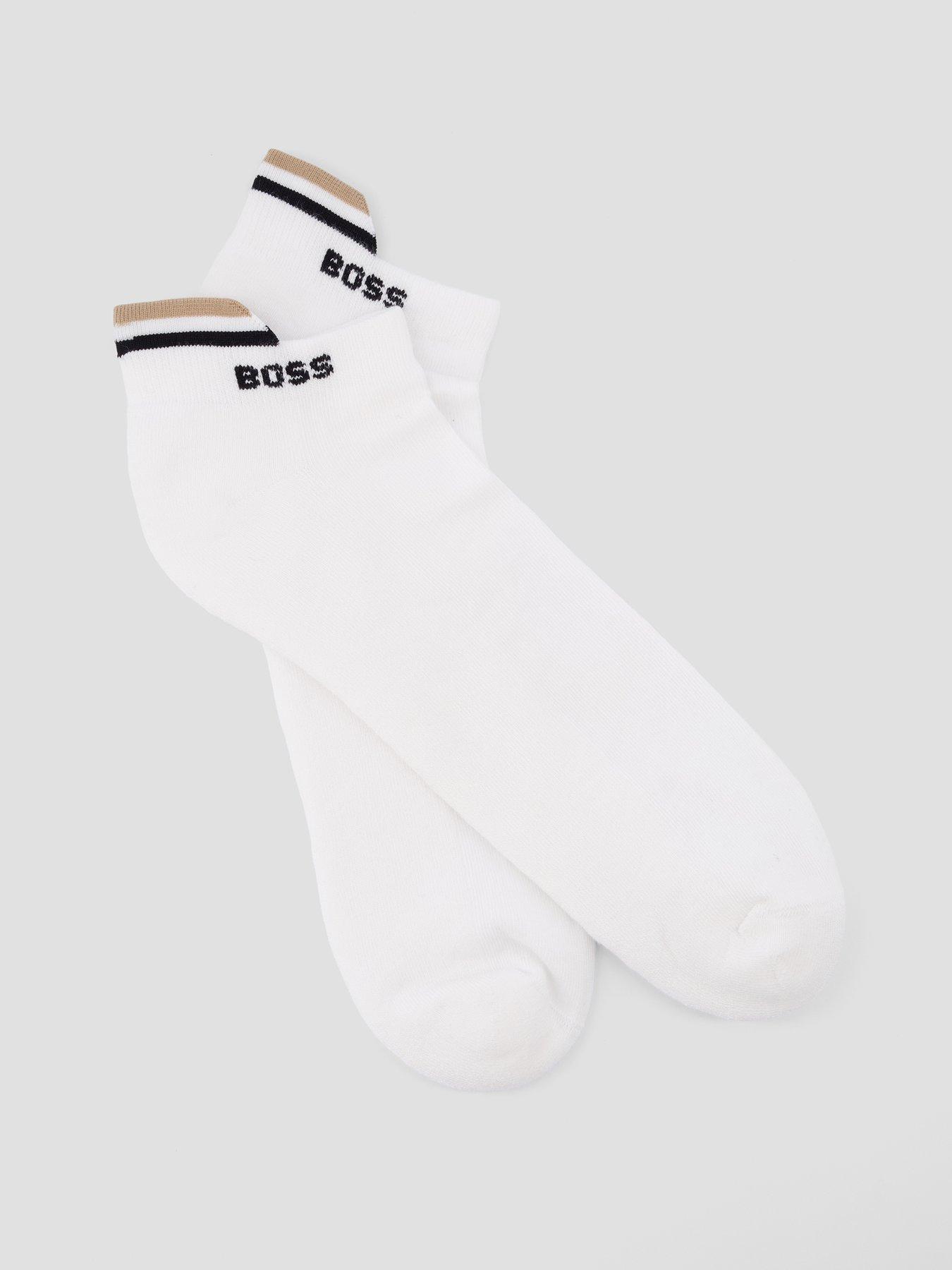 Image 2 of 3 of BOSS Boss 2 Pack Iconic Short Crew Socks - White