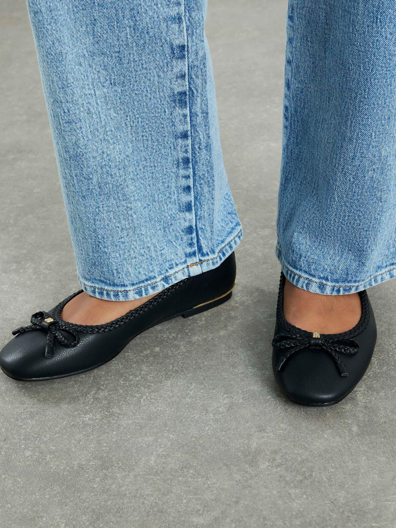 River Island Bow Trim Ballet Pumps - Black