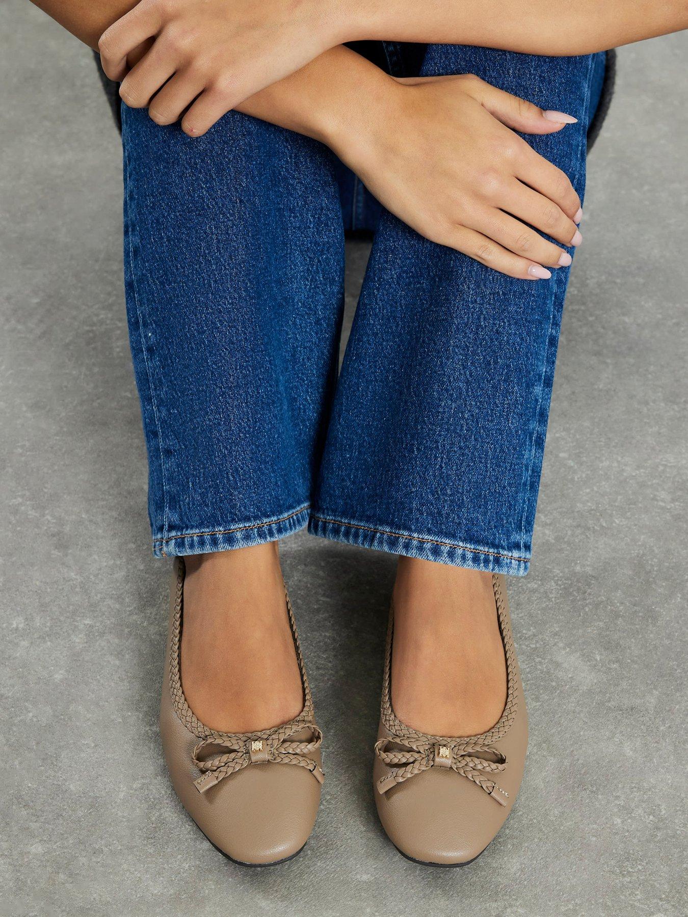 River Island Bow Trim Ballet Pumps - Beige