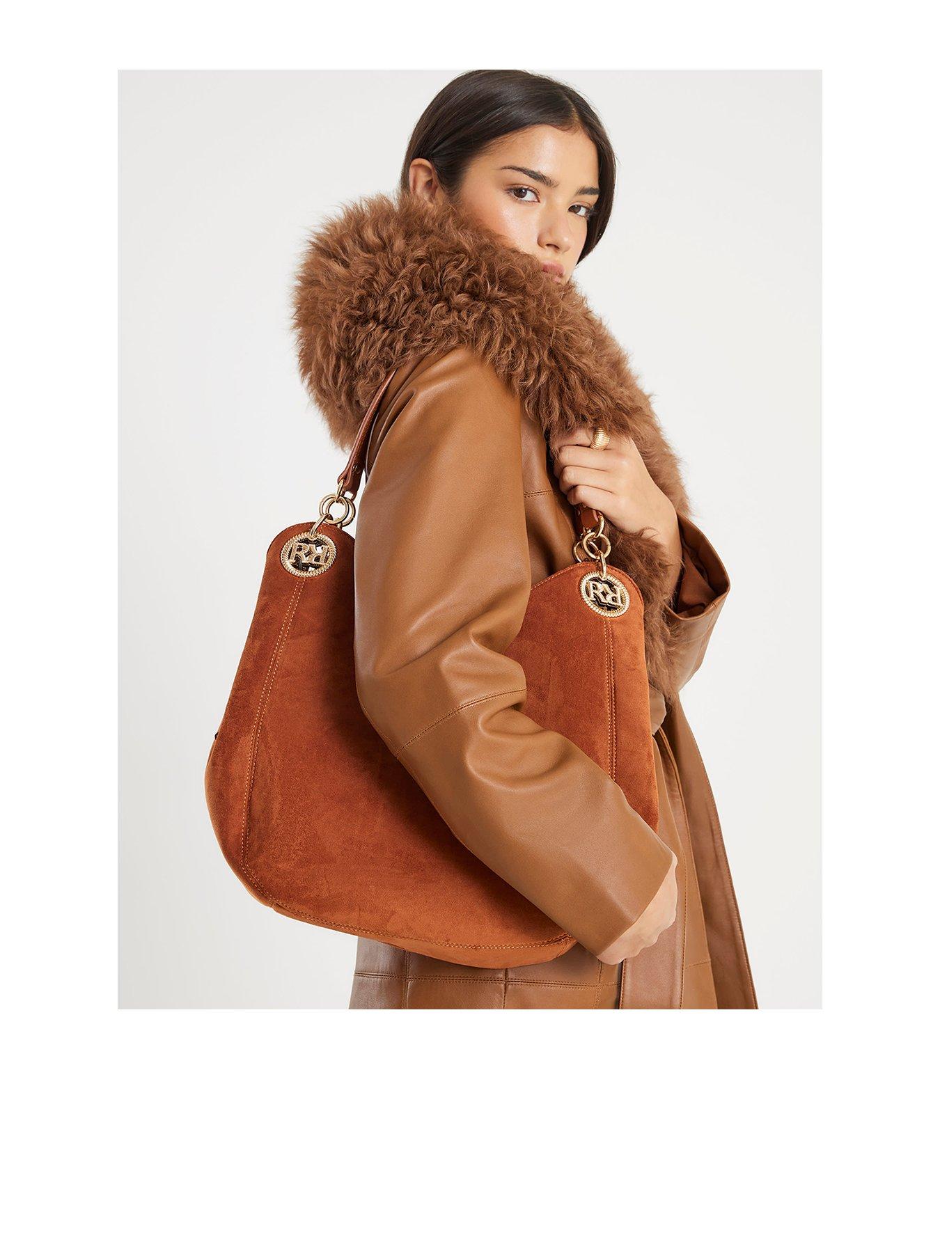 river-island-branded-eyelet-slouch-bag-brown