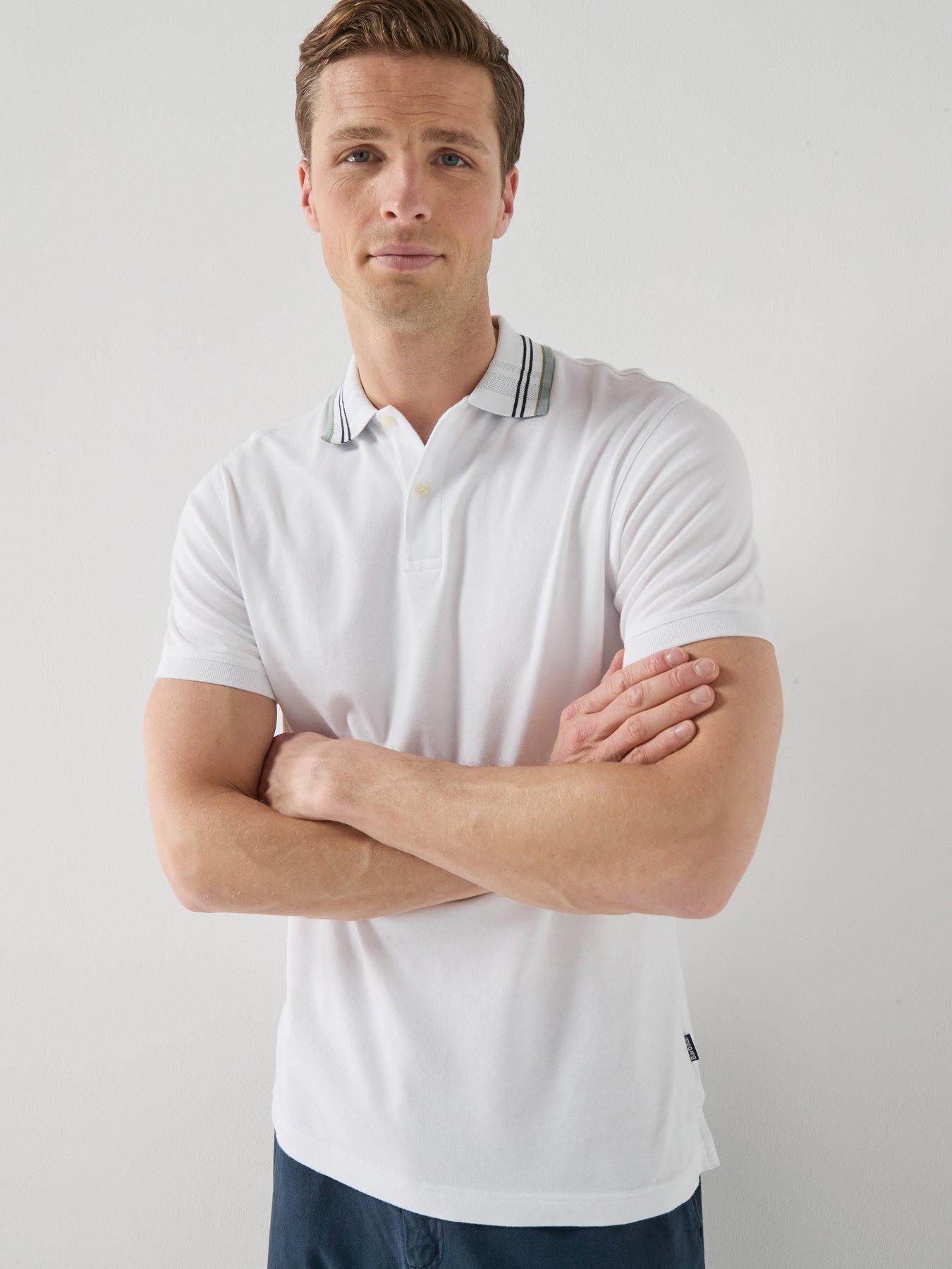 Barbour Barbour Notter Tartan Collar Tailored Fit Jersey Polo Shirt - White