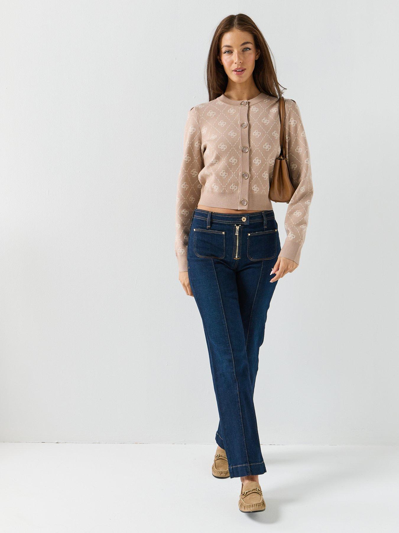 Image 3 of 5 of Guess Jeans Sarah Long Sleeve Cardigan - Beige
