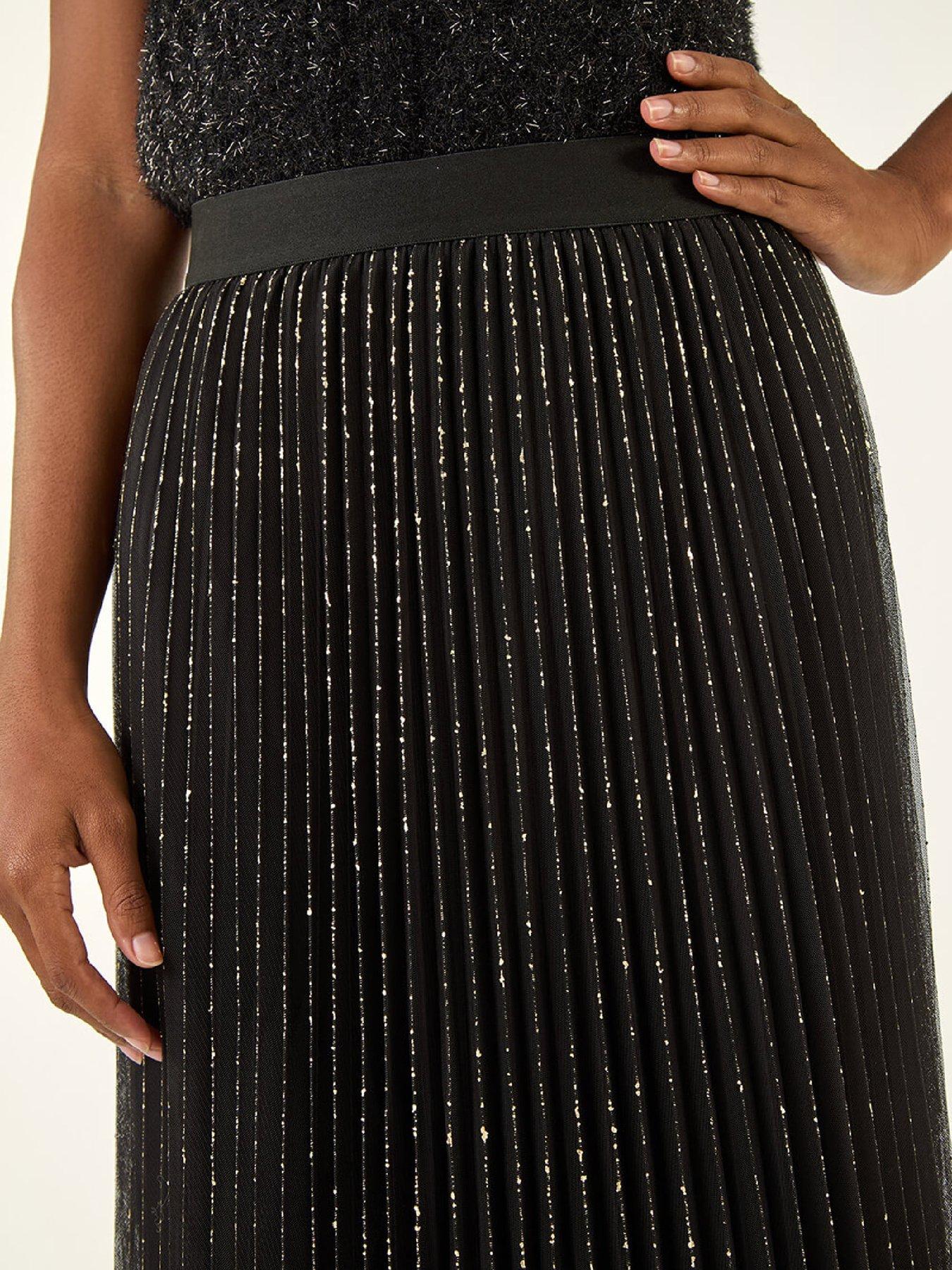 roman-shimmer-mesh-pleated-skirt-blackdetail
