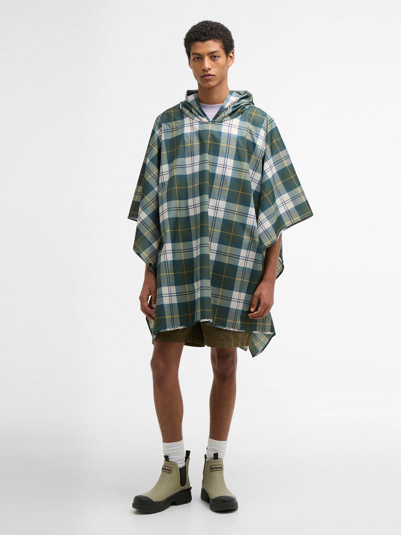 Image 1 of 6 of Barbour Tartan Showerproof Poncho Rain Jacket - Green