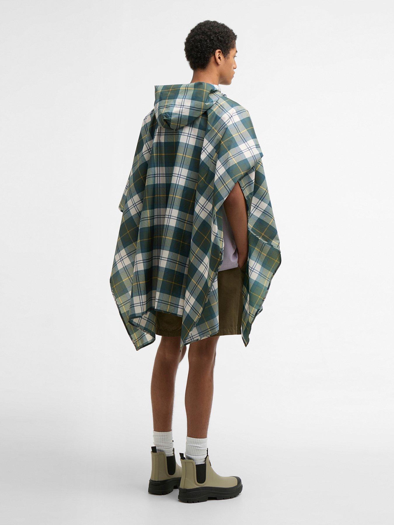 Image 2 of 6 of Barbour Tartan Showerproof Poncho Rain Jacket - Green