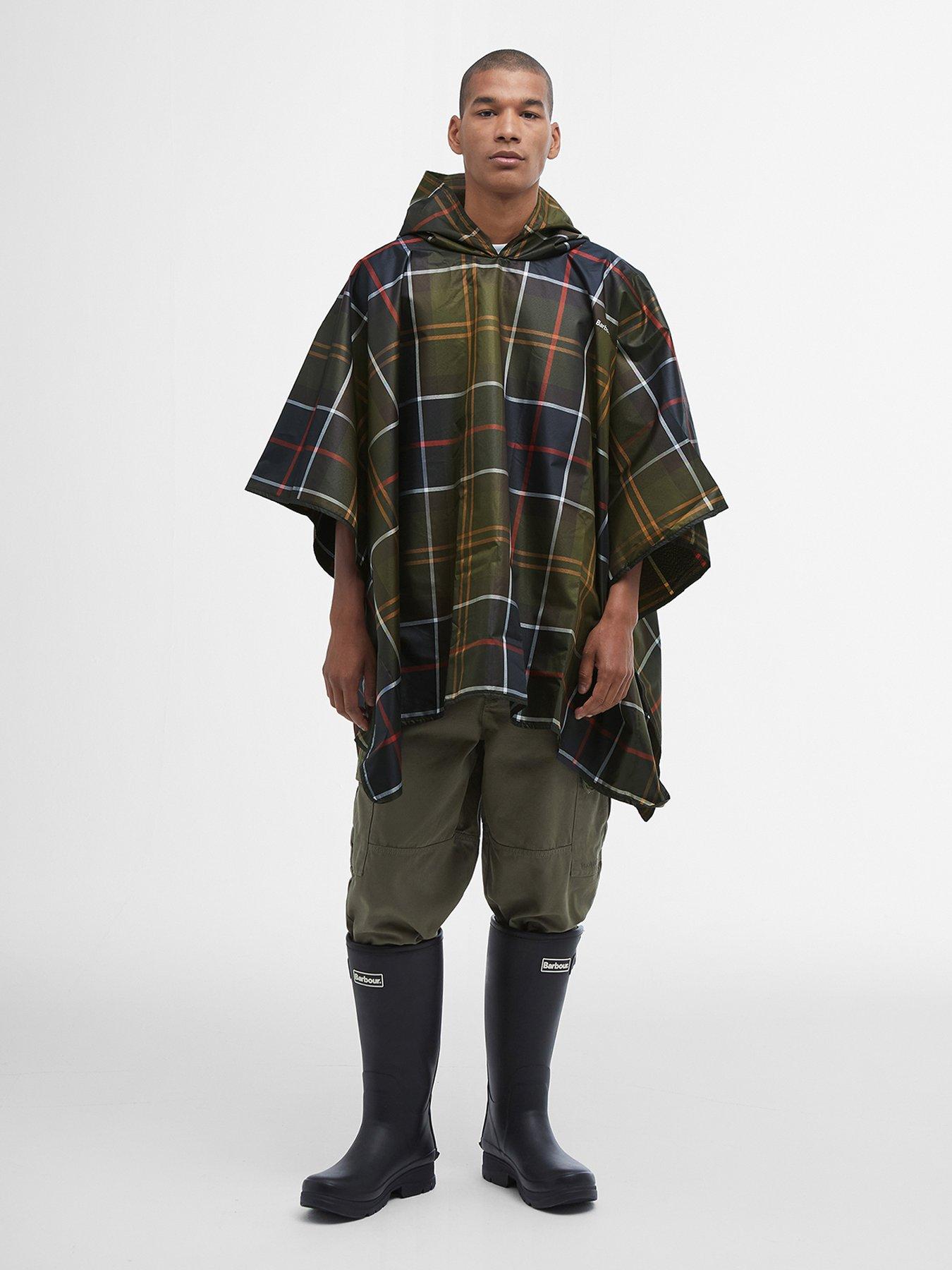Barbour Tartan Showerproof Poncho Rain Jacket - Green