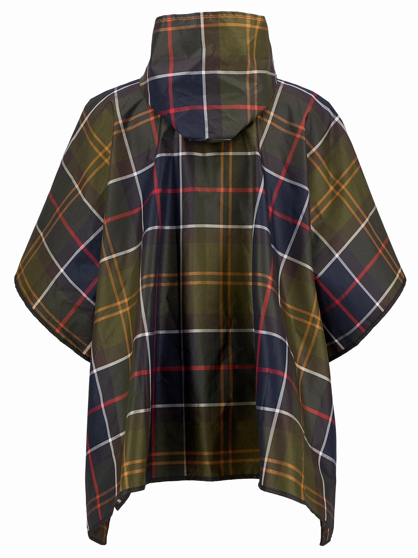 Image 2 of 5 of Barbour Tartan Showerproof Poncho Rain Jacket - Green