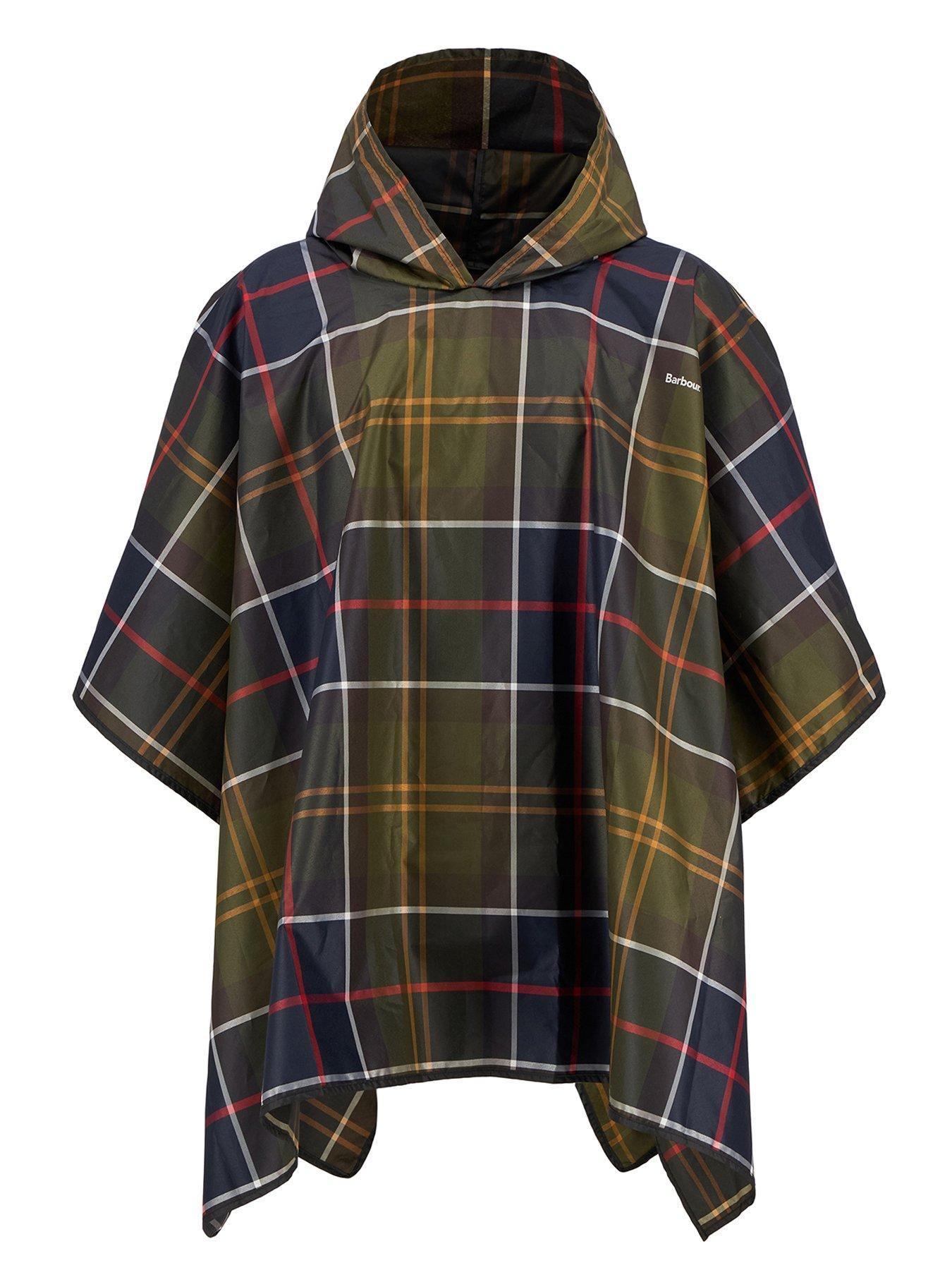 Image 3 of 5 of Barbour Tartan Showerproof Poncho Rain Jacket - Green