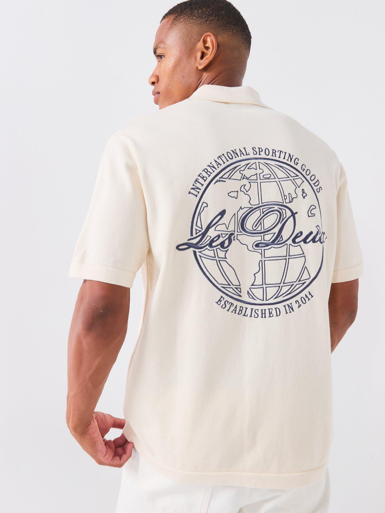 Les Deux Emmett Globe Knitted Short Sleeve Shirt - Off White