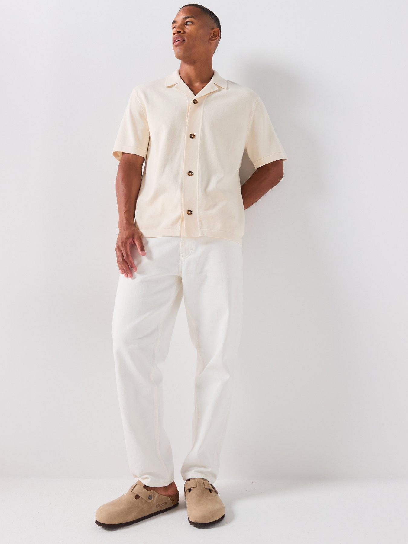 Image 3 of 6 of Les Deux Emmett Globe Knitted Short Sleeve Shirt - Off White