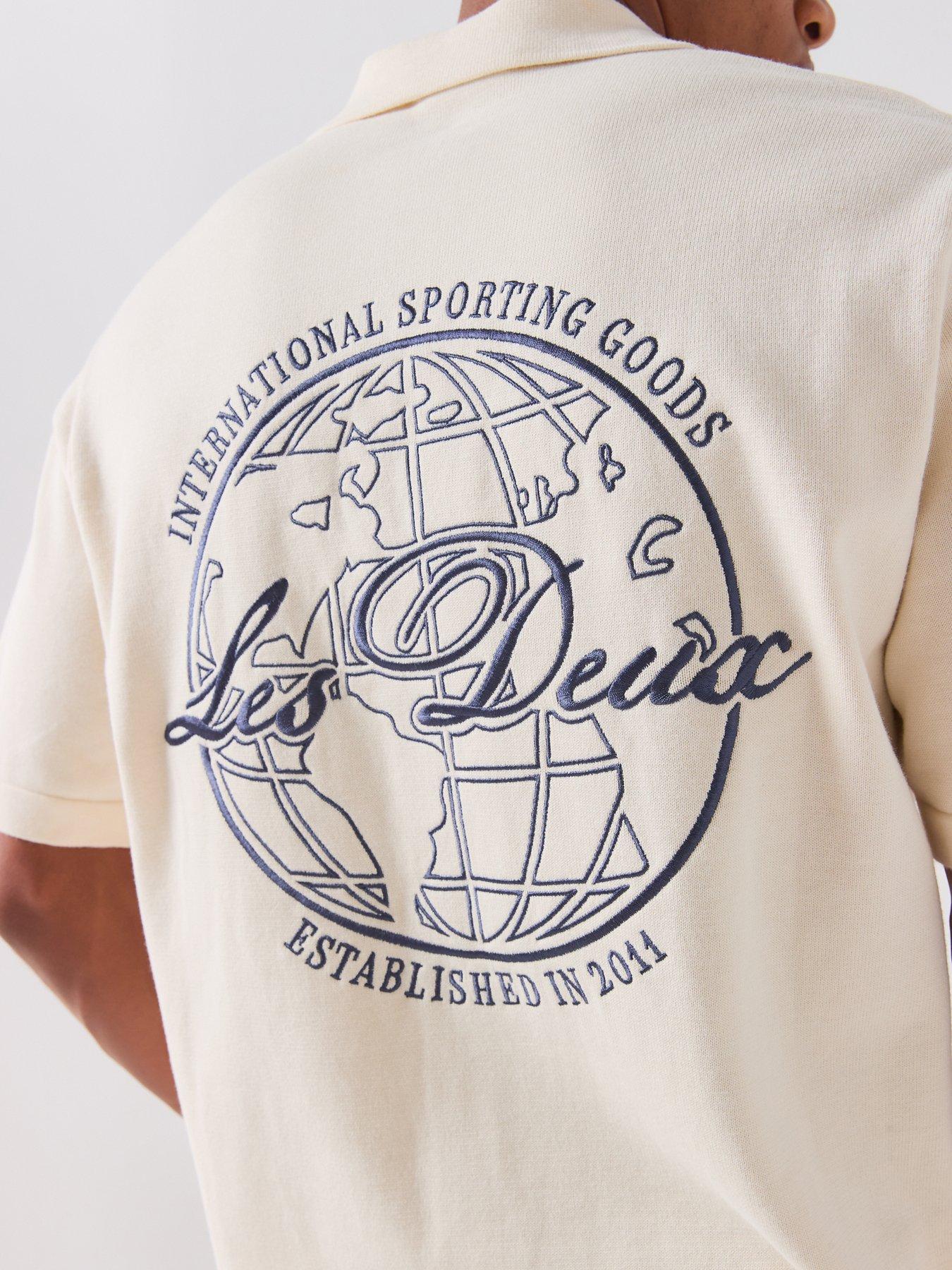 Image 6 of 6 of Les Deux Emmett Globe Knitted Short Sleeve Shirt - Off White