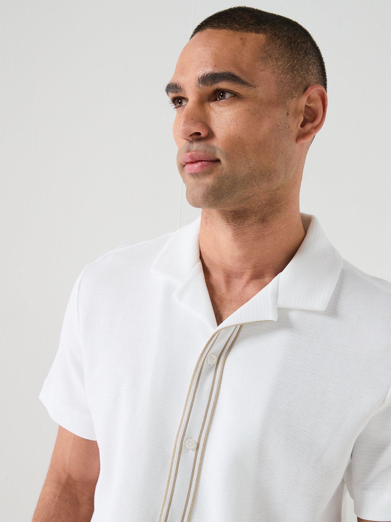 Image 4 of 4 of BOSS Revere Collar Button Through Polo Shirt - White
