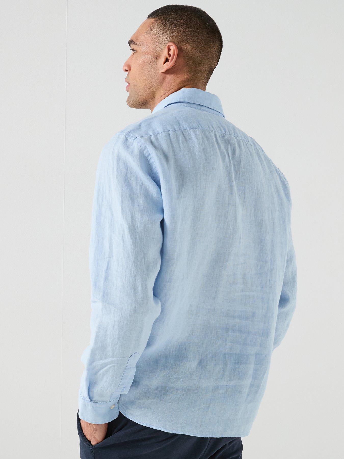 Image 2 of 5 of BOSS H-Roan Button Down BB Relaxed Fit Linen Shirt - Light Blue