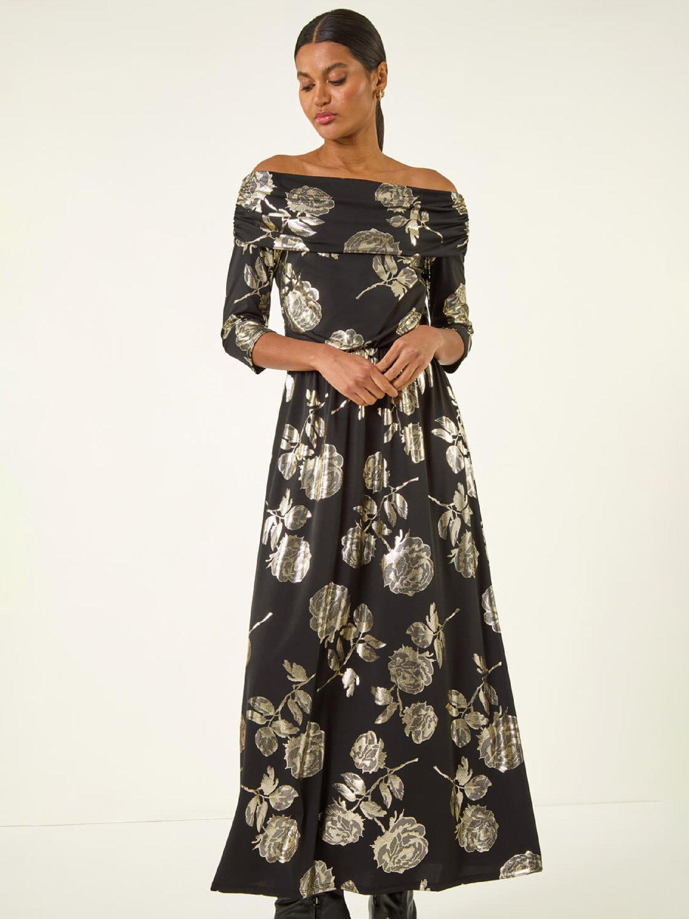 roman-floral-foil-bardot-midi-dressback