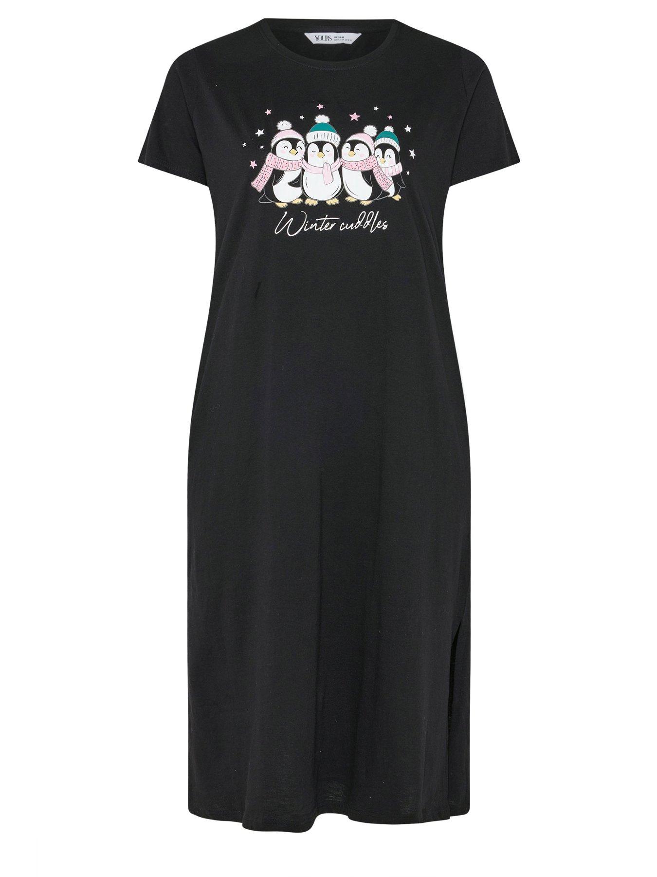 Image 6 of 7 of Yours Curve 2 Pack Winter Cuddles Nightdress - Black