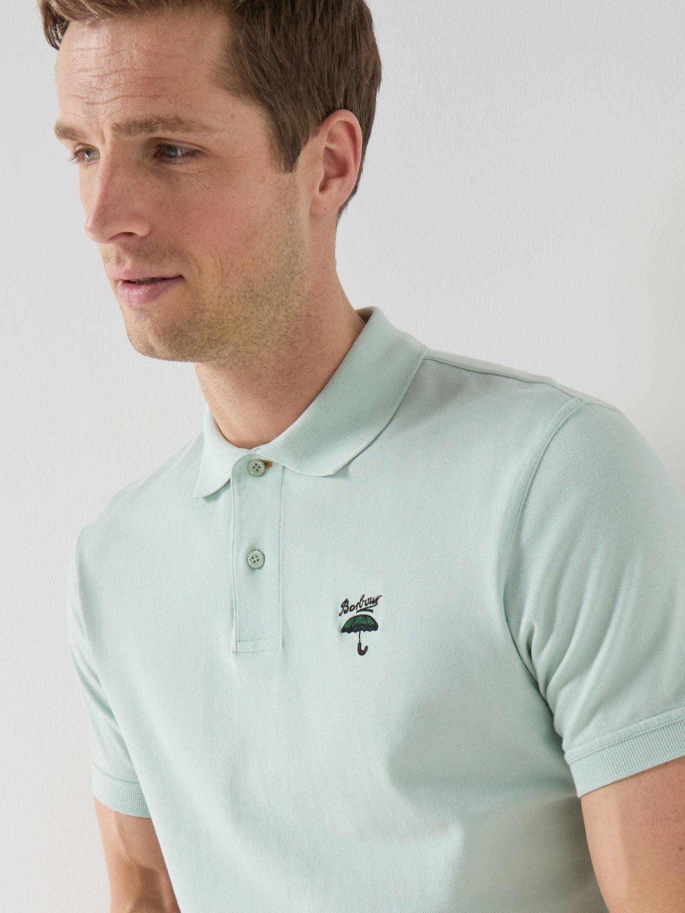 Image 4 of 5 of Barbour Comebe Tailored Fit Umbrellla Embroidered Polo Shirt - Light Blue