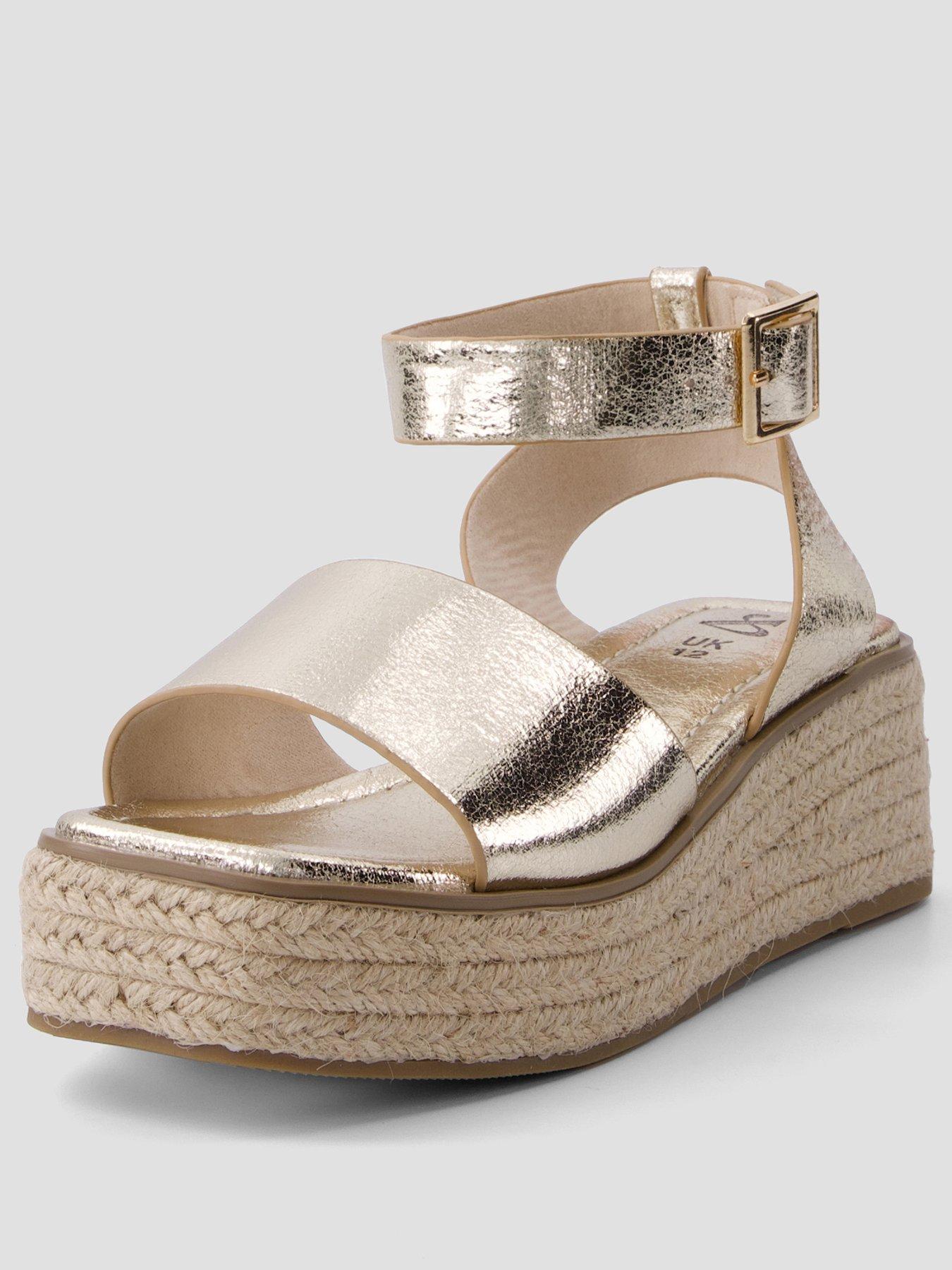 Image 2 of 6 of The Very Collection Wedge Espadrille Sandals - Gold