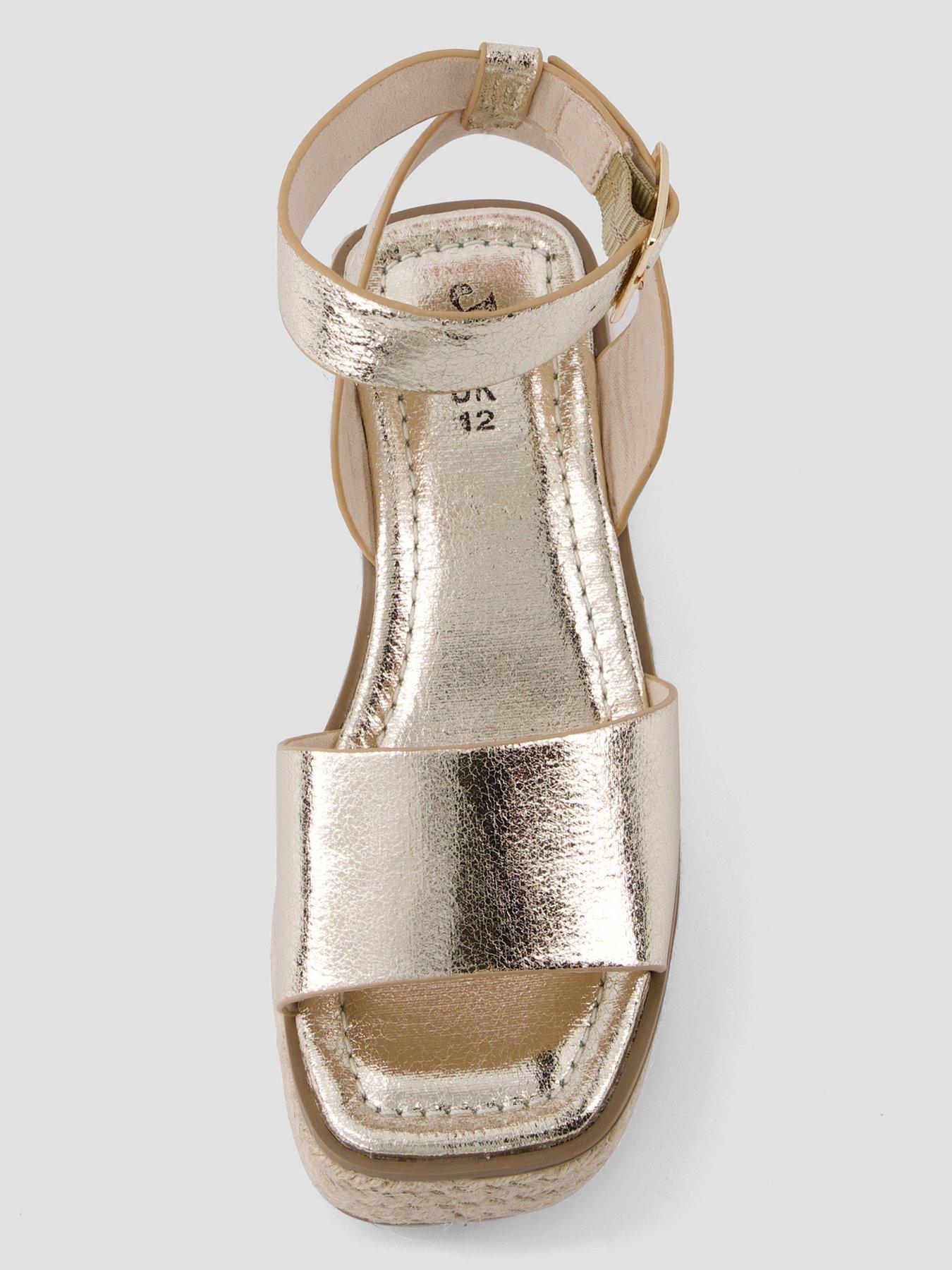 Image 3 of 6 of The Very Collection Wedge Espadrille Sandals - Gold