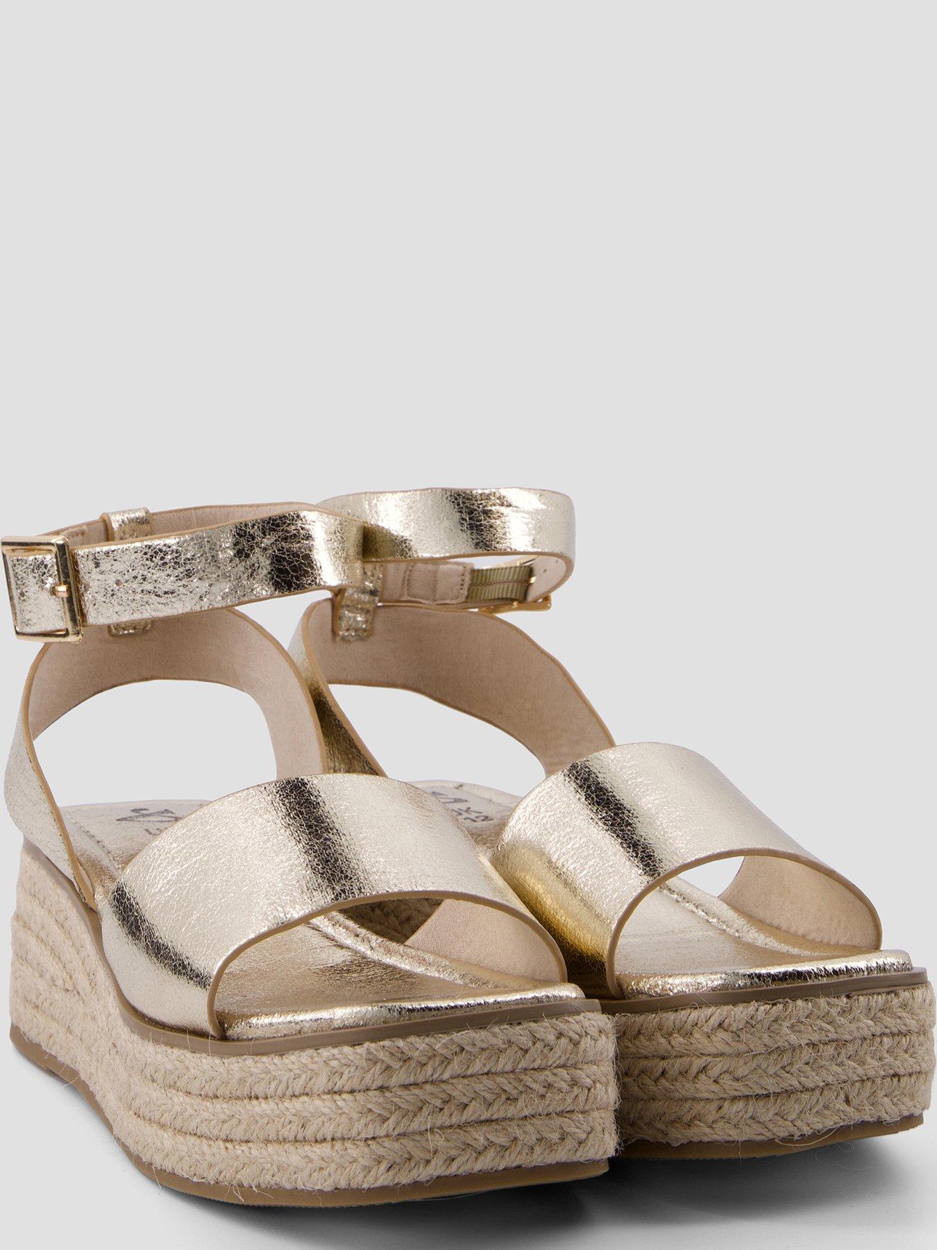 Image 4 of 6 of The Very Collection Wedge Espadrille Sandals - Gold
