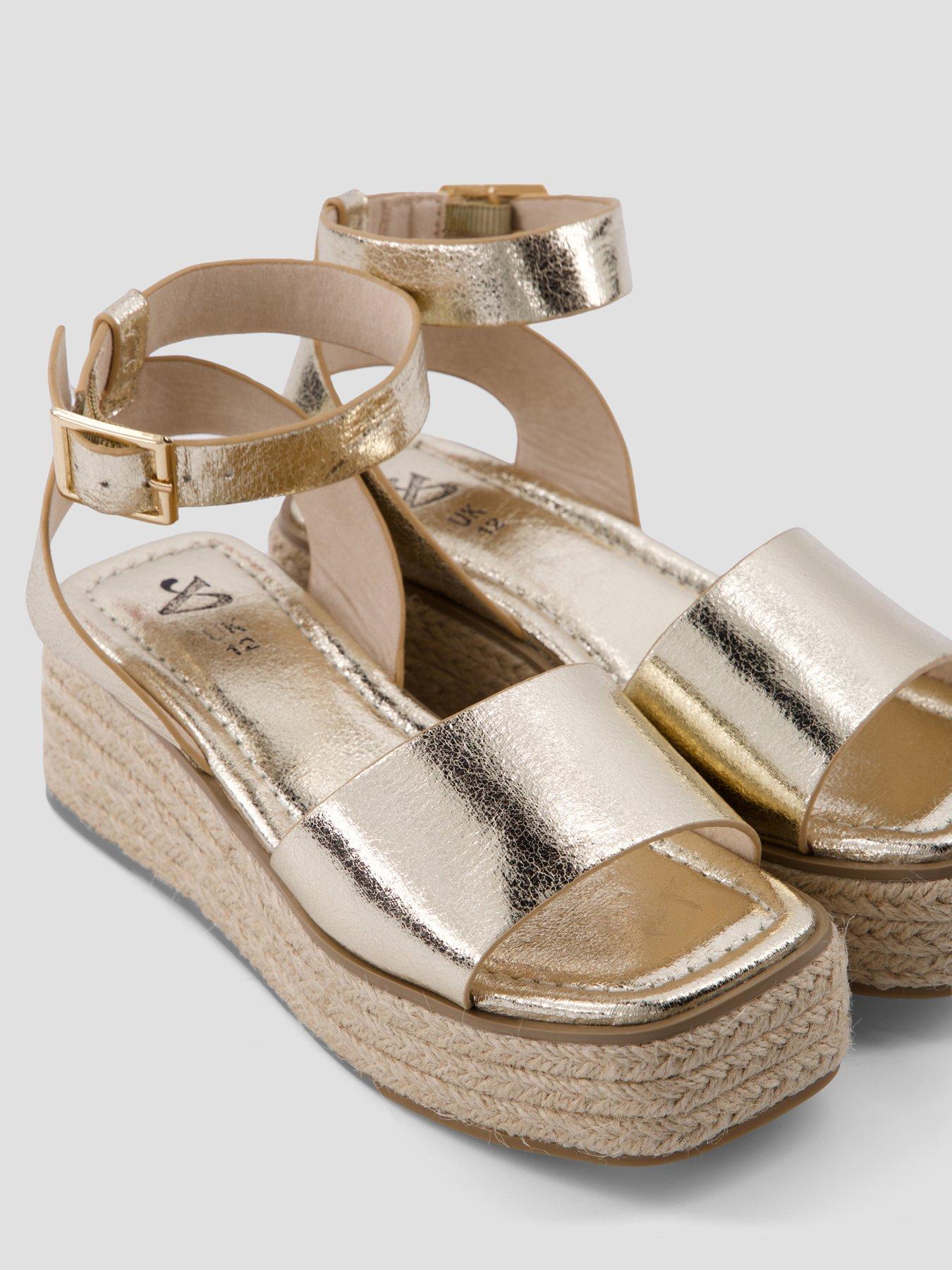 Image 5 of 6 of The Very Collection Wedge Espadrille Sandals - Gold
