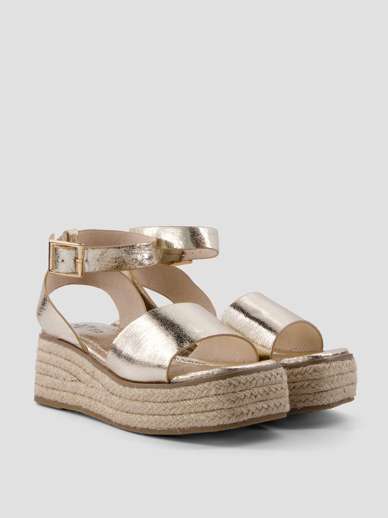 Image 6 of 6 of The Very Collection Wedge Espadrille Sandals - Gold