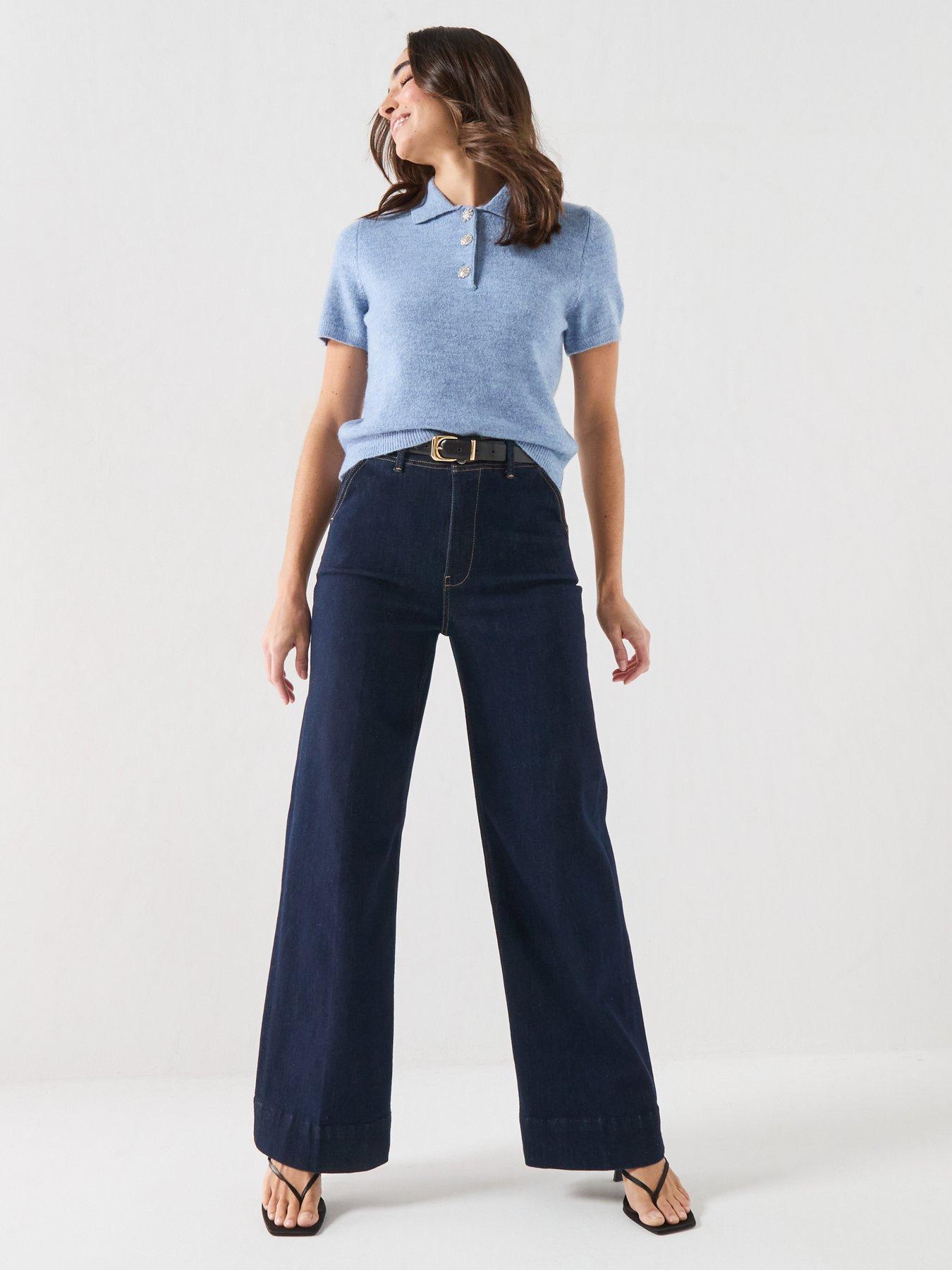 Image 3 of 6 of Guess Jeans Short Sleeve Polo Ophelia Sweater - Blue