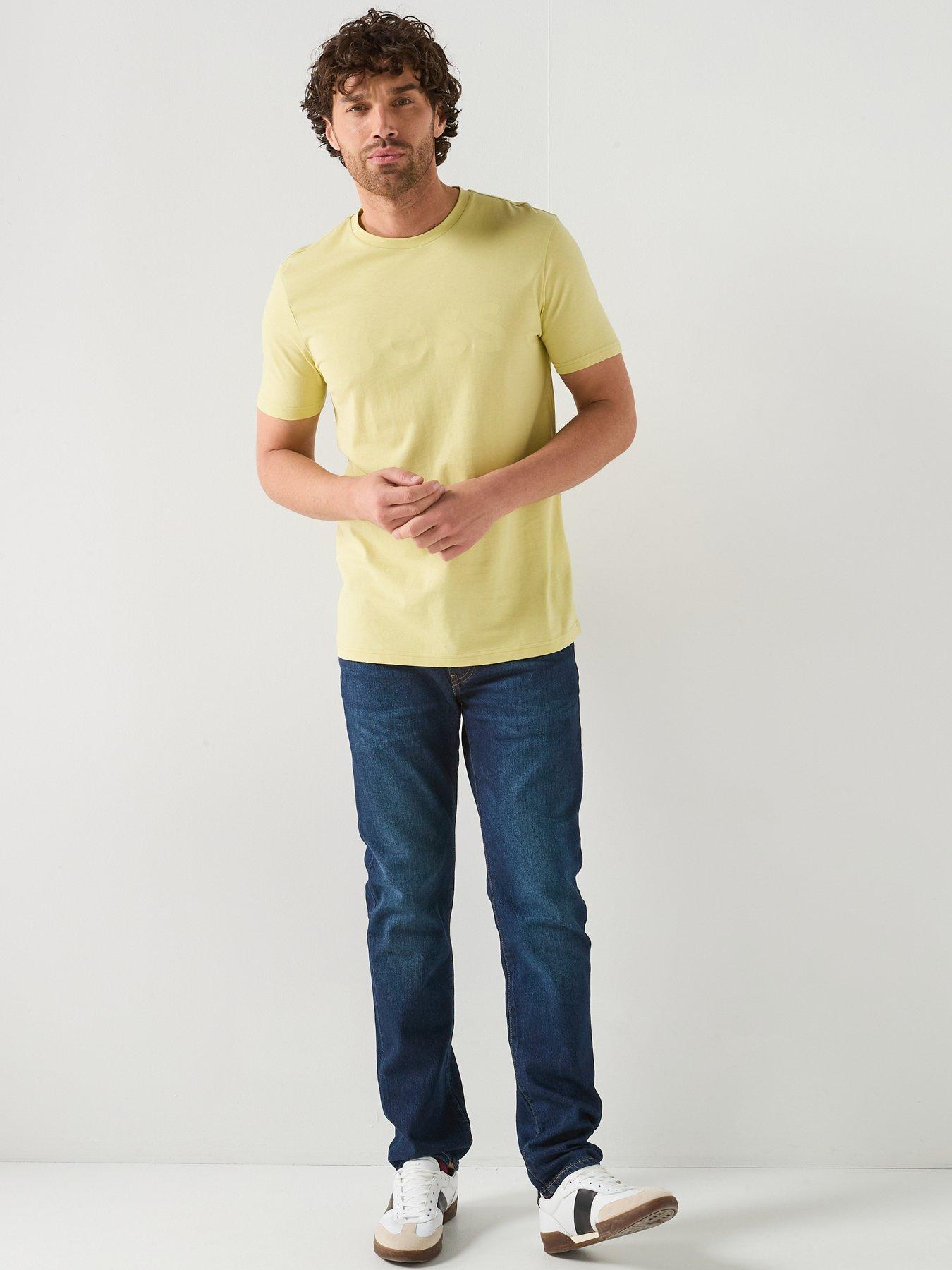 boss-thinking-1-regular-fit-large-logo-t-shirt-yellowback