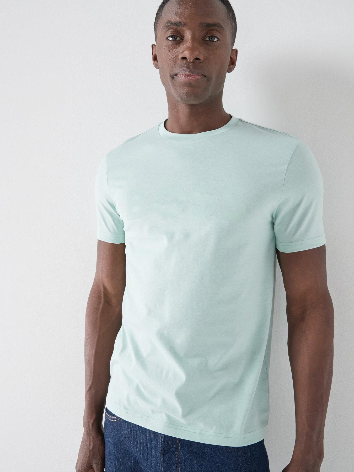 BOSS Boss Thinking 1 Regular Fit Large Logo T-shirt - Light Blue