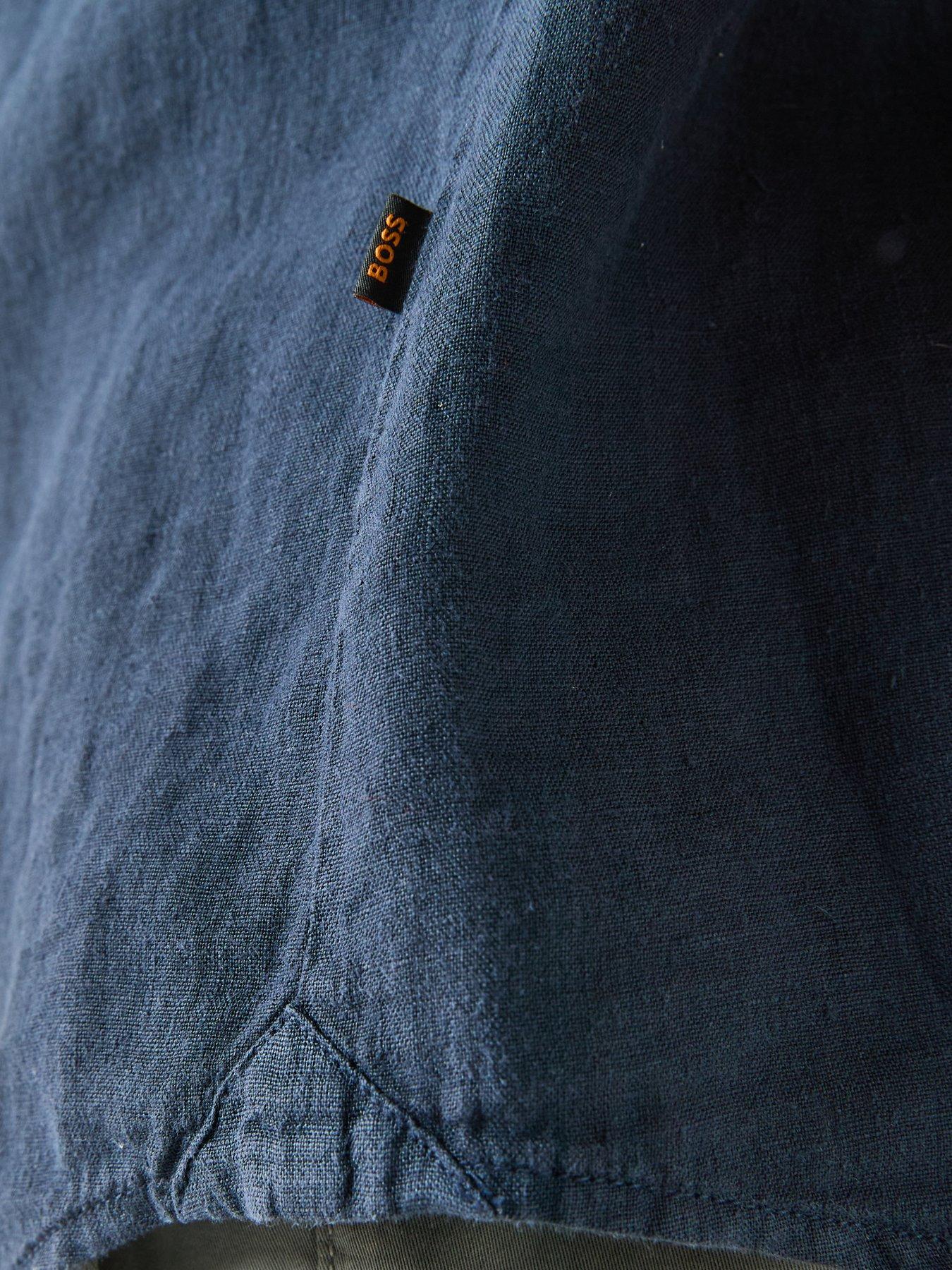 boss-short-sleeve-linen-shirt-dark-bluedetail