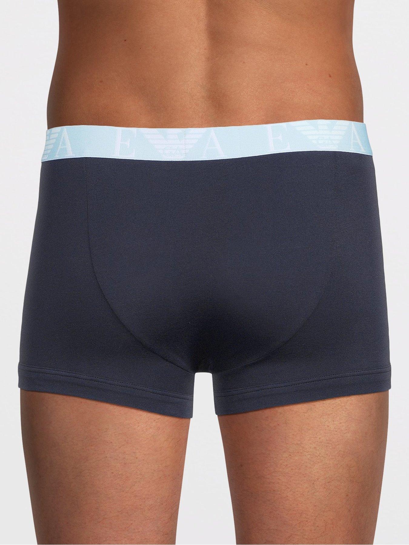Image 3 of 4 of Emporio Armani Bodywear Bold Monogram 3 Pack Trunks - Dark Blue
