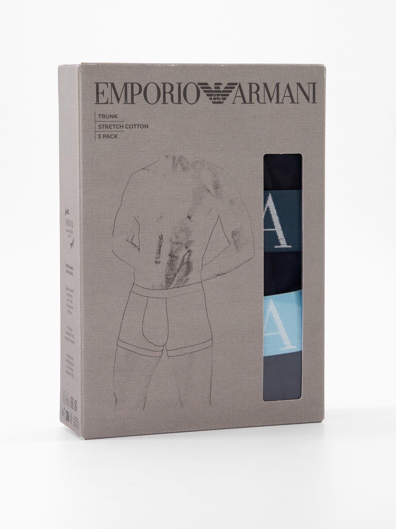 Image 4 of 4 of Emporio Armani Bodywear Bold Monogram 3 Pack Trunks - Dark Blue