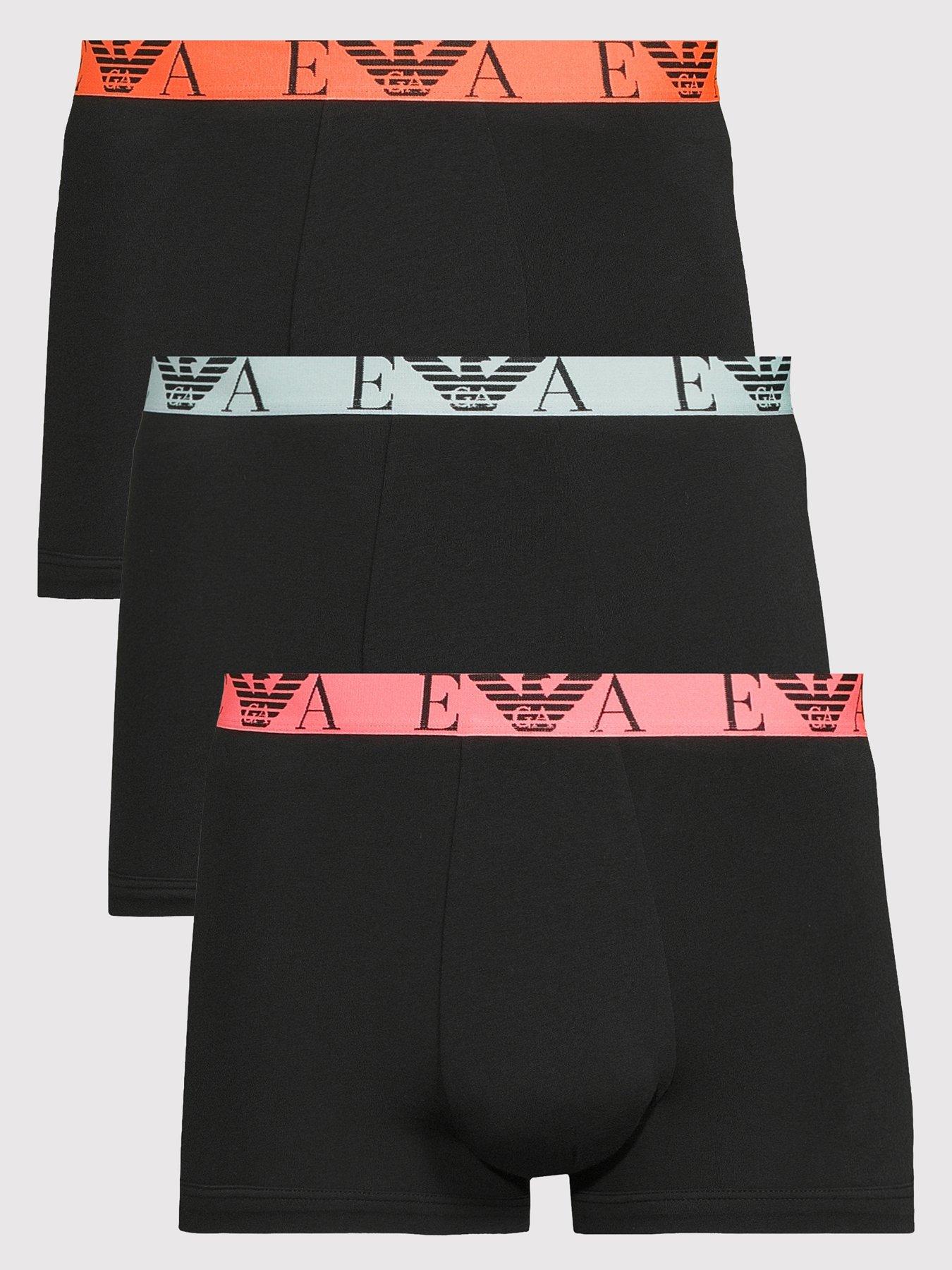 Emporio Armani Bodywear Bold Monogram 3 Pack Trunks - Black