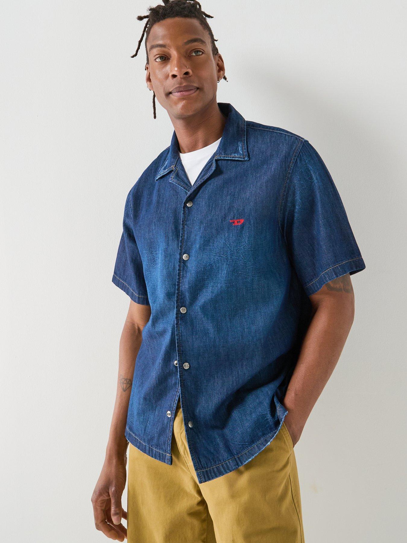 diesel-d-oval-denim-short-sleeve-shirt-bluefront