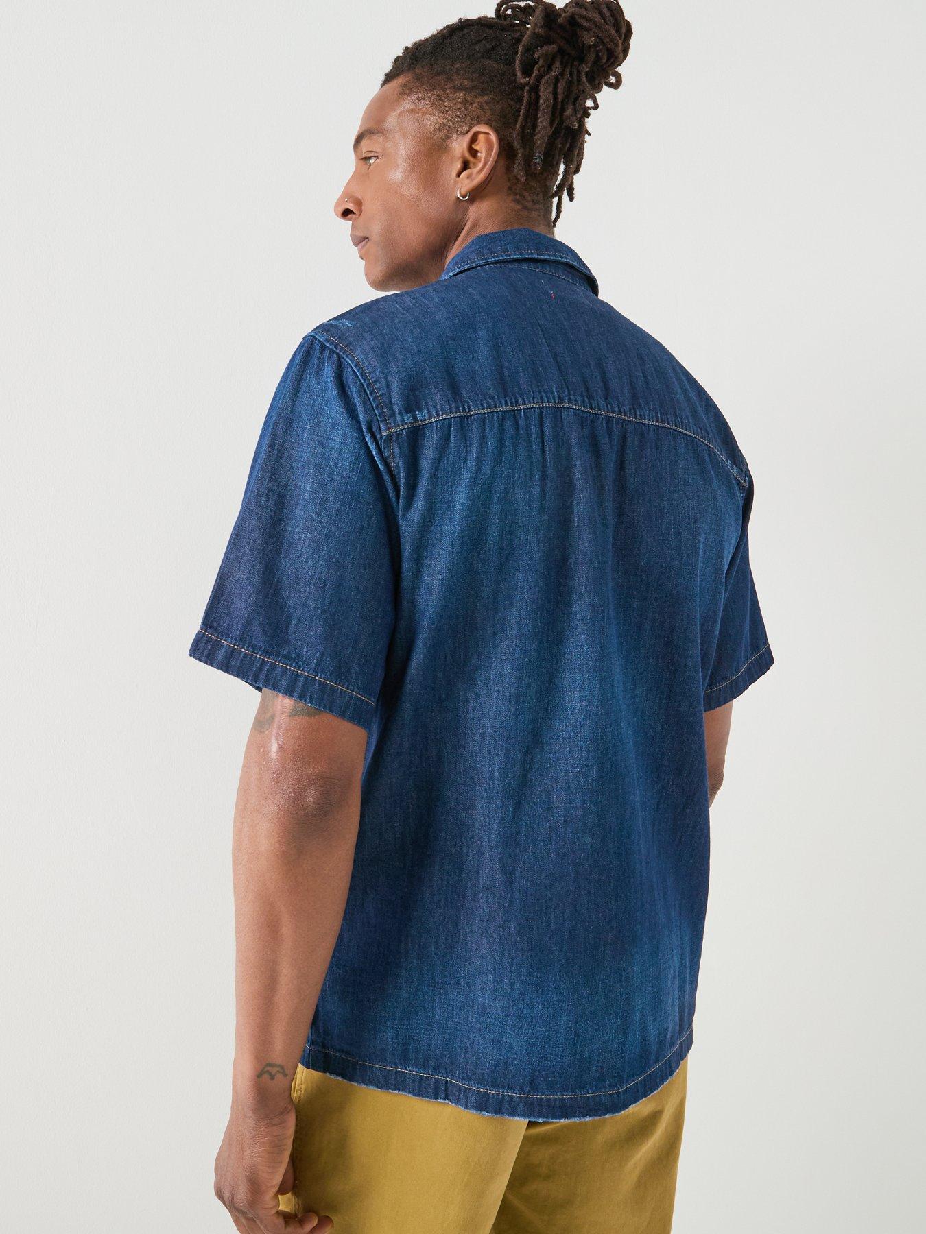 diesel-d-oval-denim-short-sleeve-shirt-bluestillFront