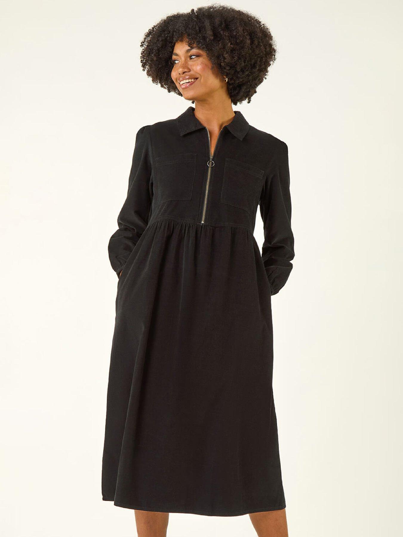 roman-zip-front-collared-midi-dress-blackback