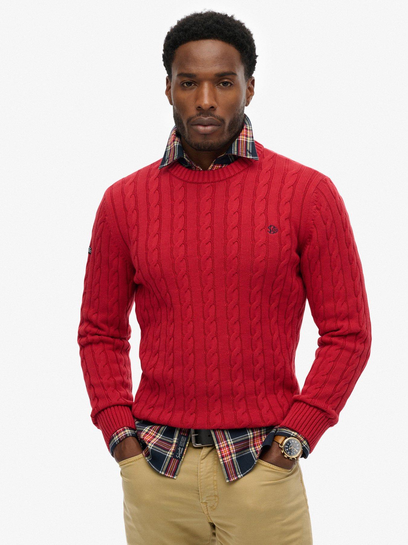 Superdry Superdry Cotton Cable Knitted Jumper - Red