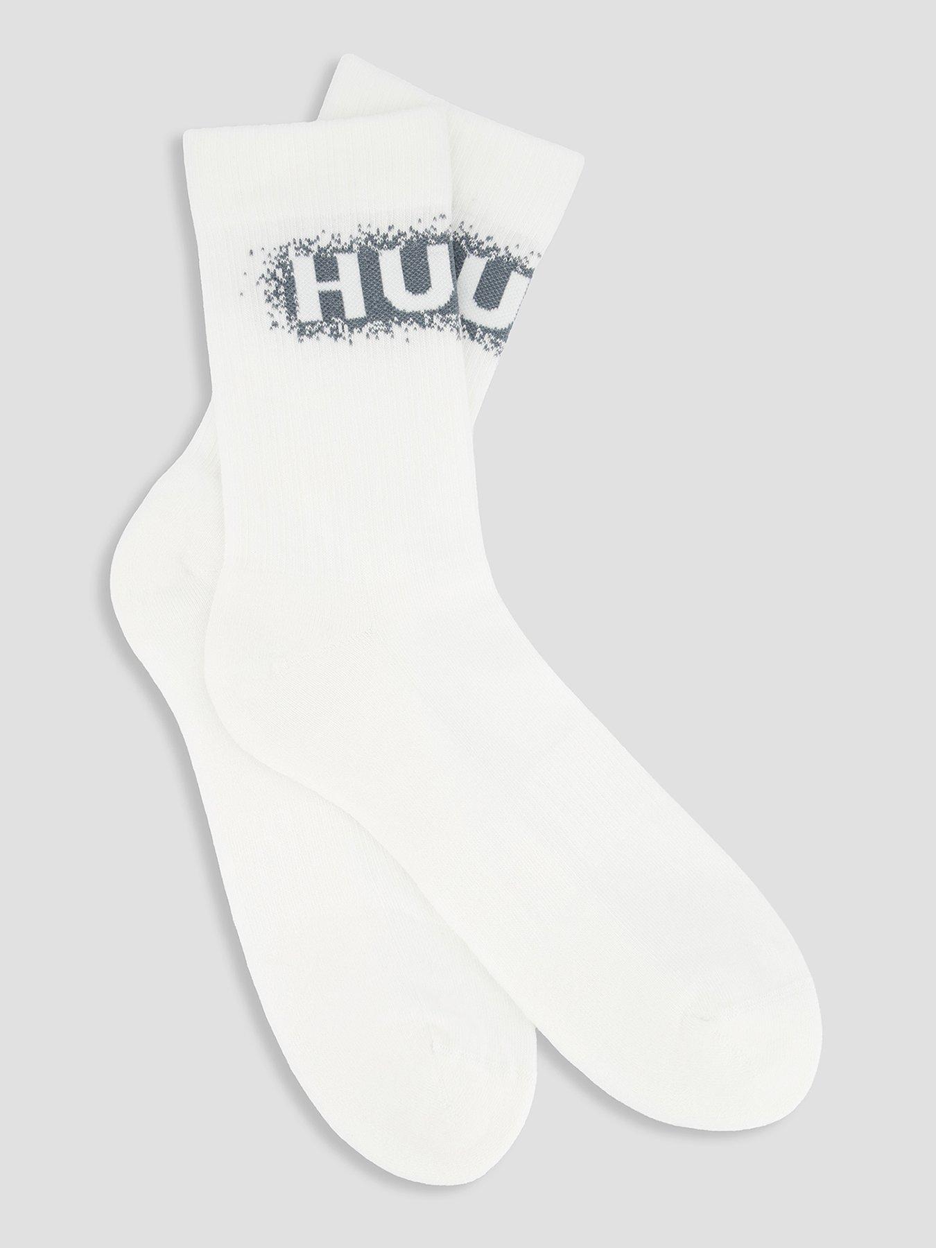 Image 2 of 3 of HUGO 3 Pack Spray Logo Sports Crew Socks - White