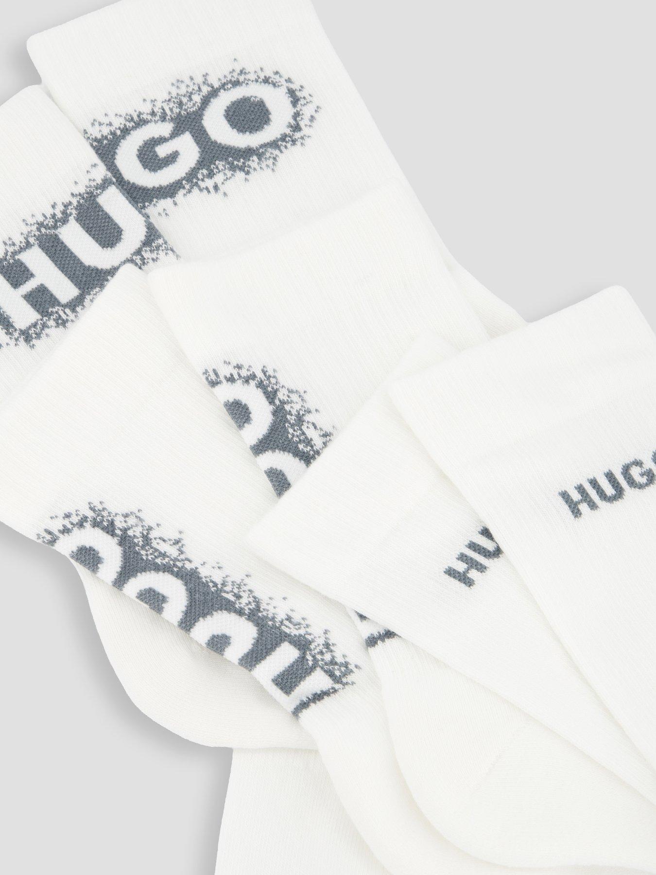 Image 3 of 3 of HUGO 3 Pack Spray Logo Sports Crew Socks - White