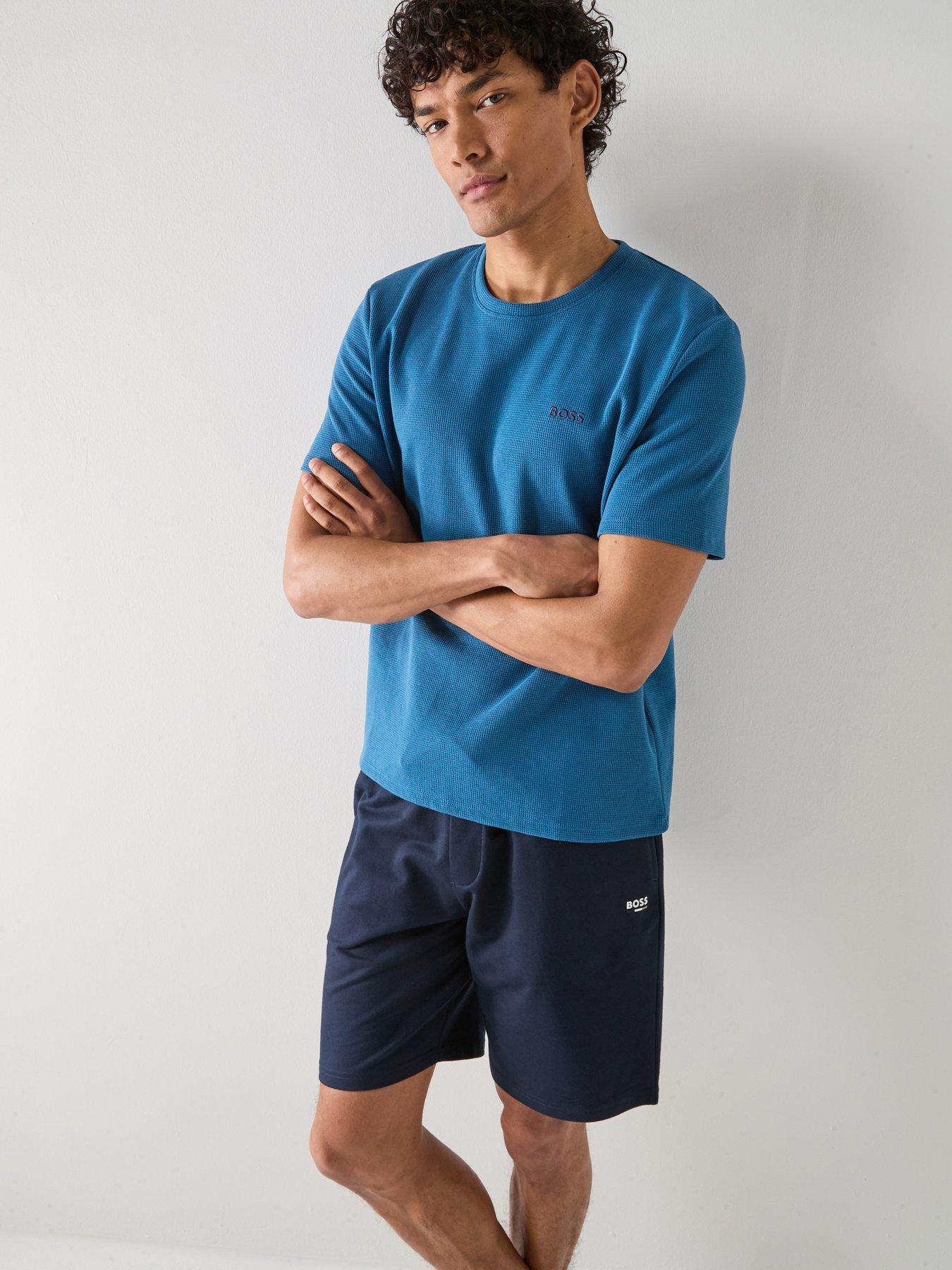 boss-regular-fit-waffle-loungewear-t-shirt-bluefront