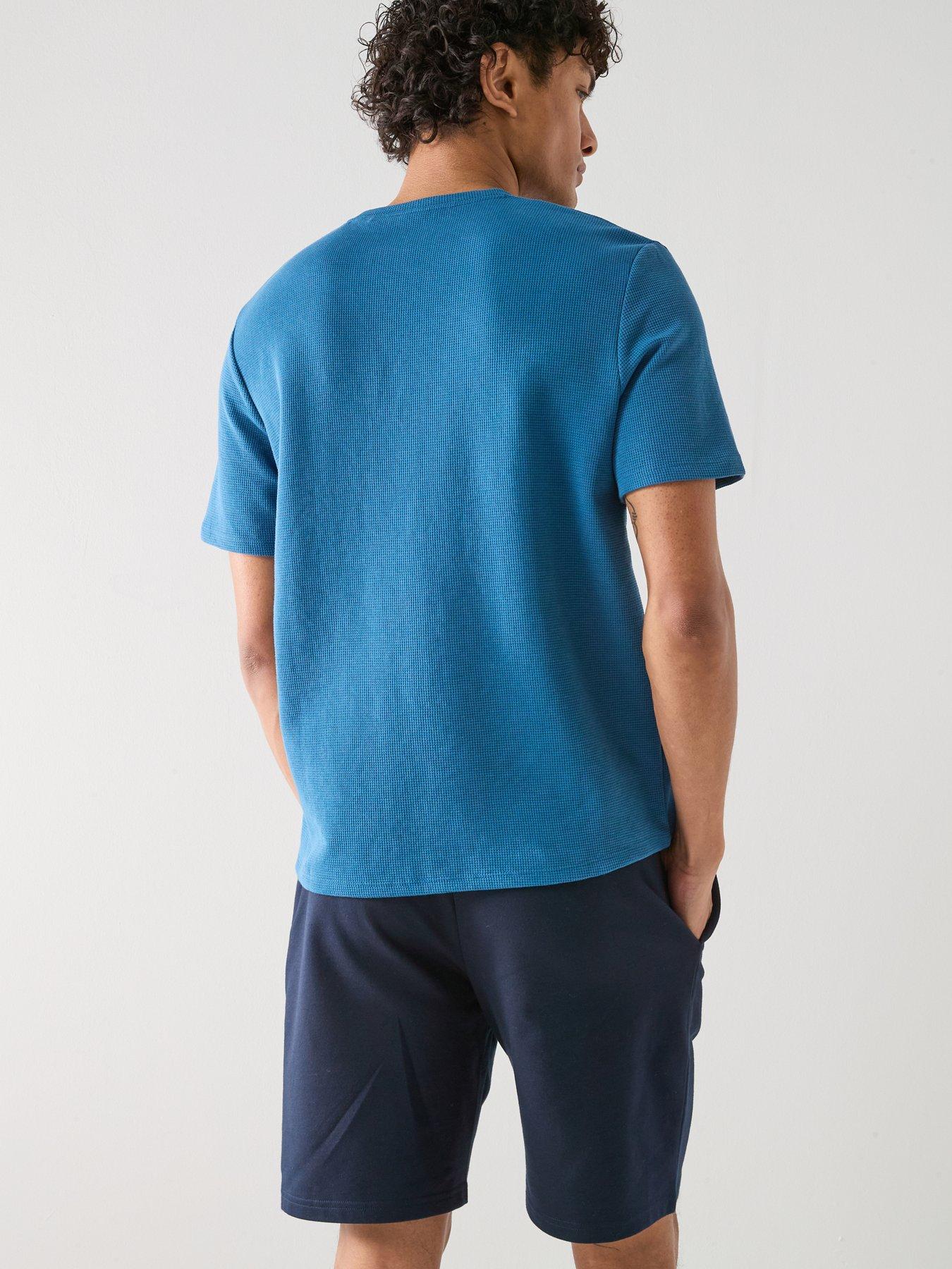boss-regular-fit-waffle-loungewear-t-shirt-bluestillFront