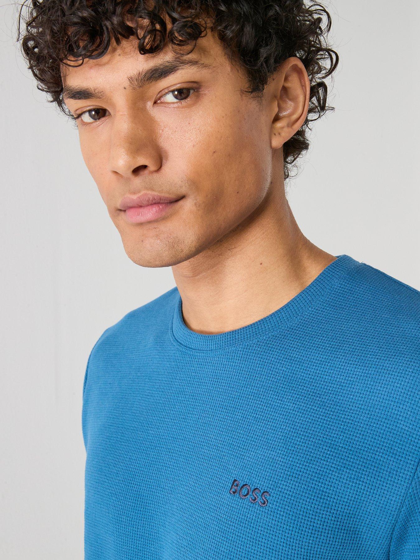 boss-regular-fit-waffle-loungewear-t-shirt-blueoutfit