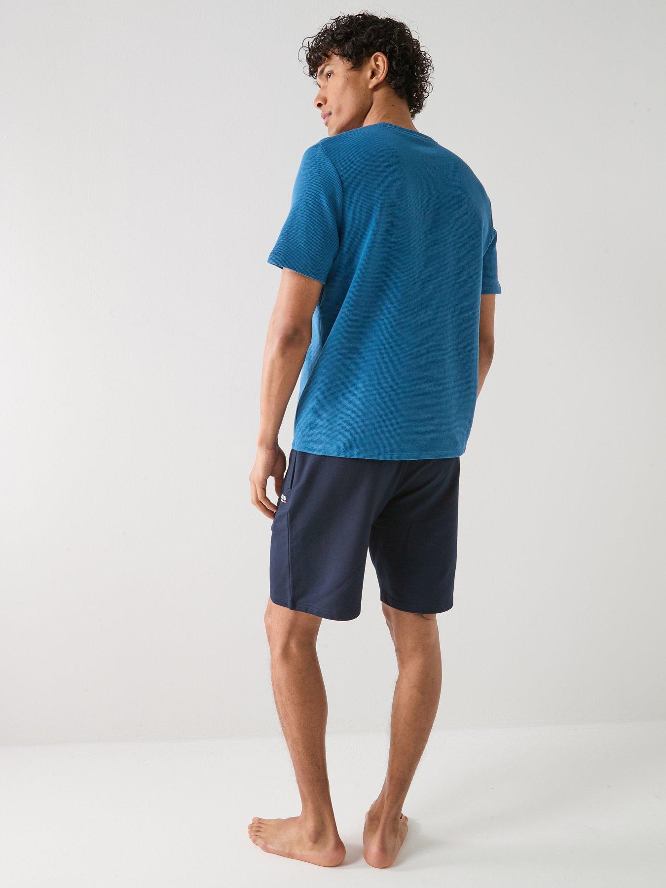 boss-regular-fit-waffle-loungewear-t-shirt-bluedetail