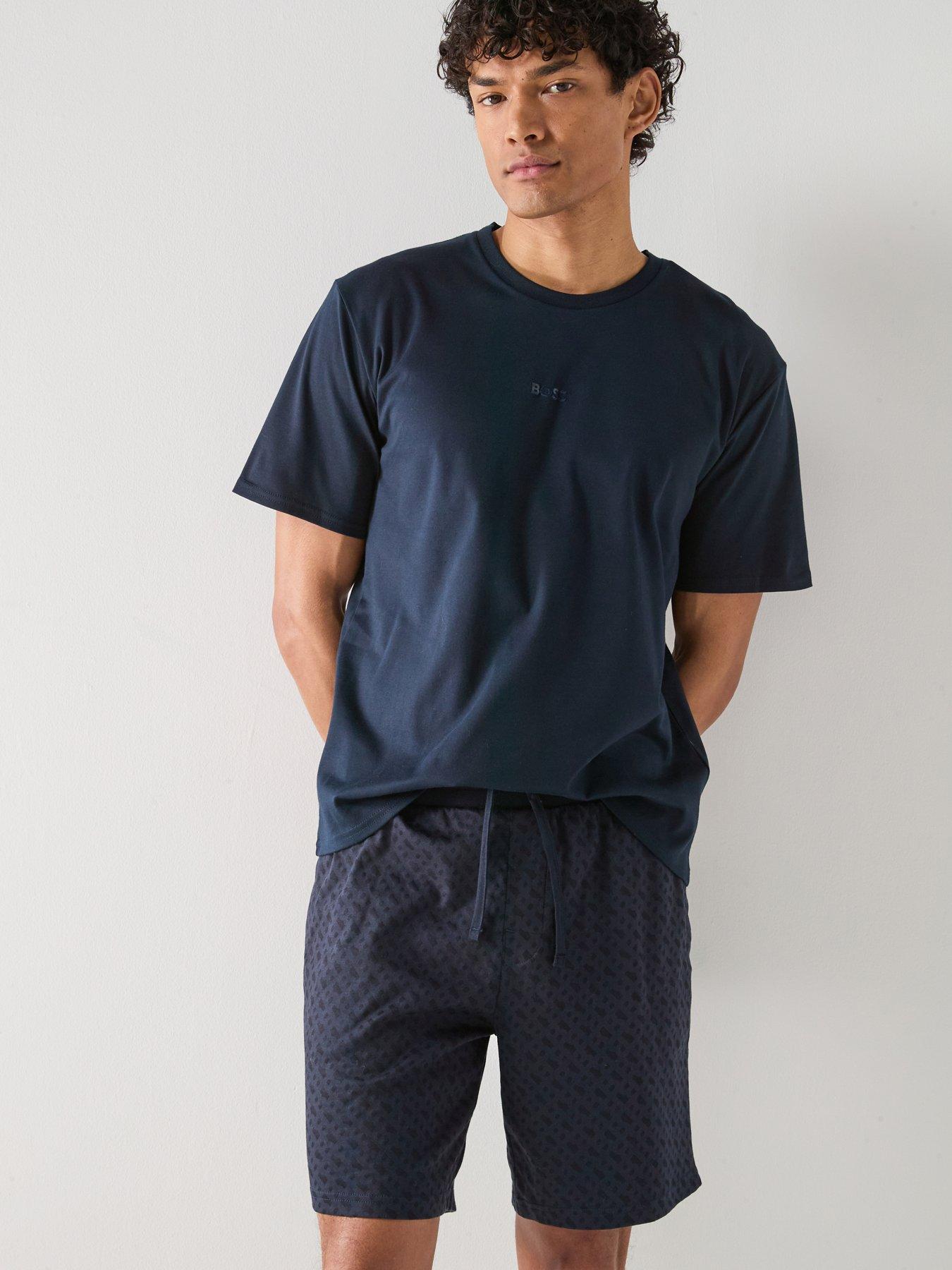 boss-boss-relax-monogram-shorts-pyjama-set-navyfront