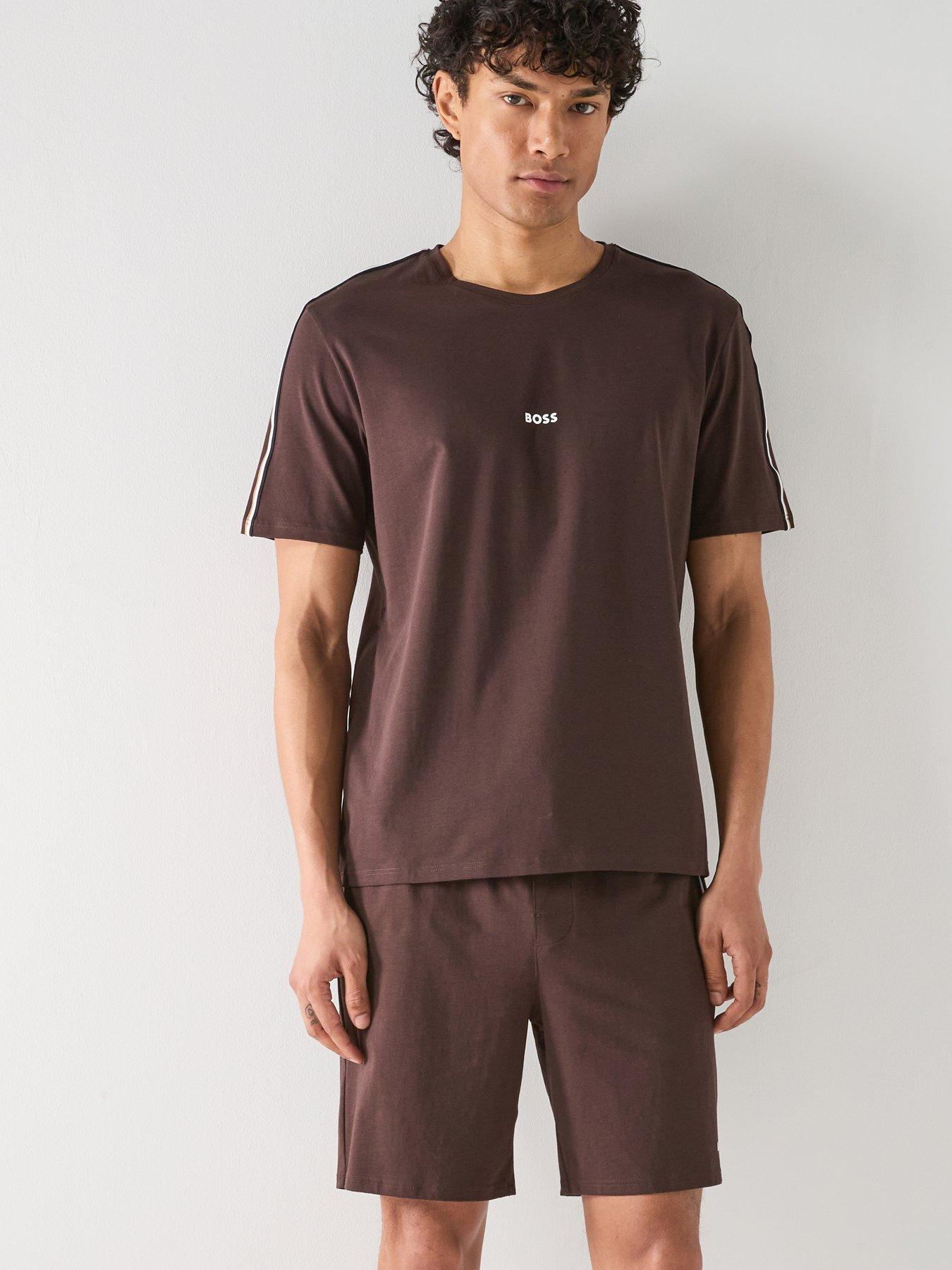 BOSS Boss Unique Global Stripe Taped Loungewear T-shirt - Brown