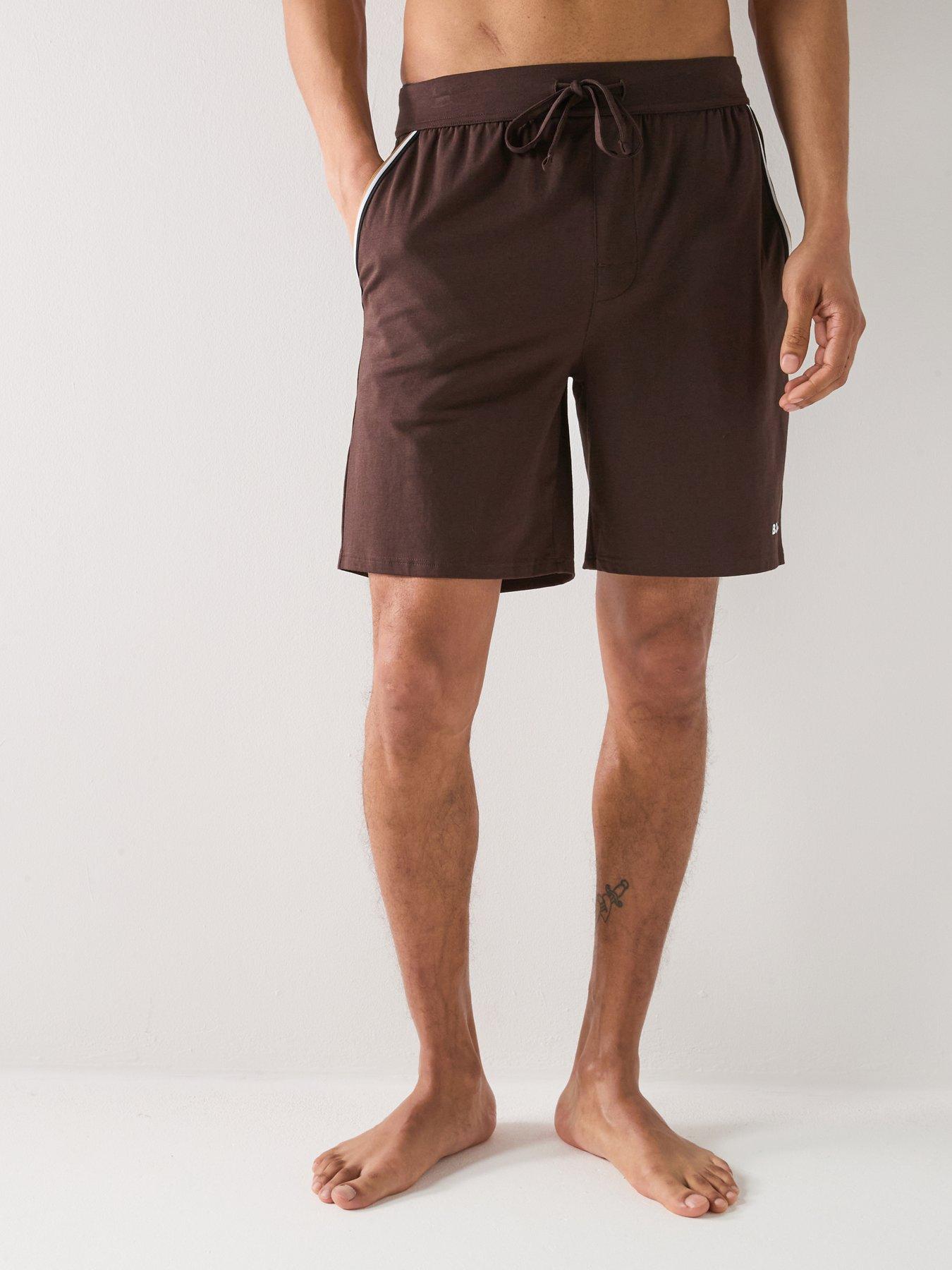 BOSS Unique Global Stripe Taped Loungewear Shorts - Brown