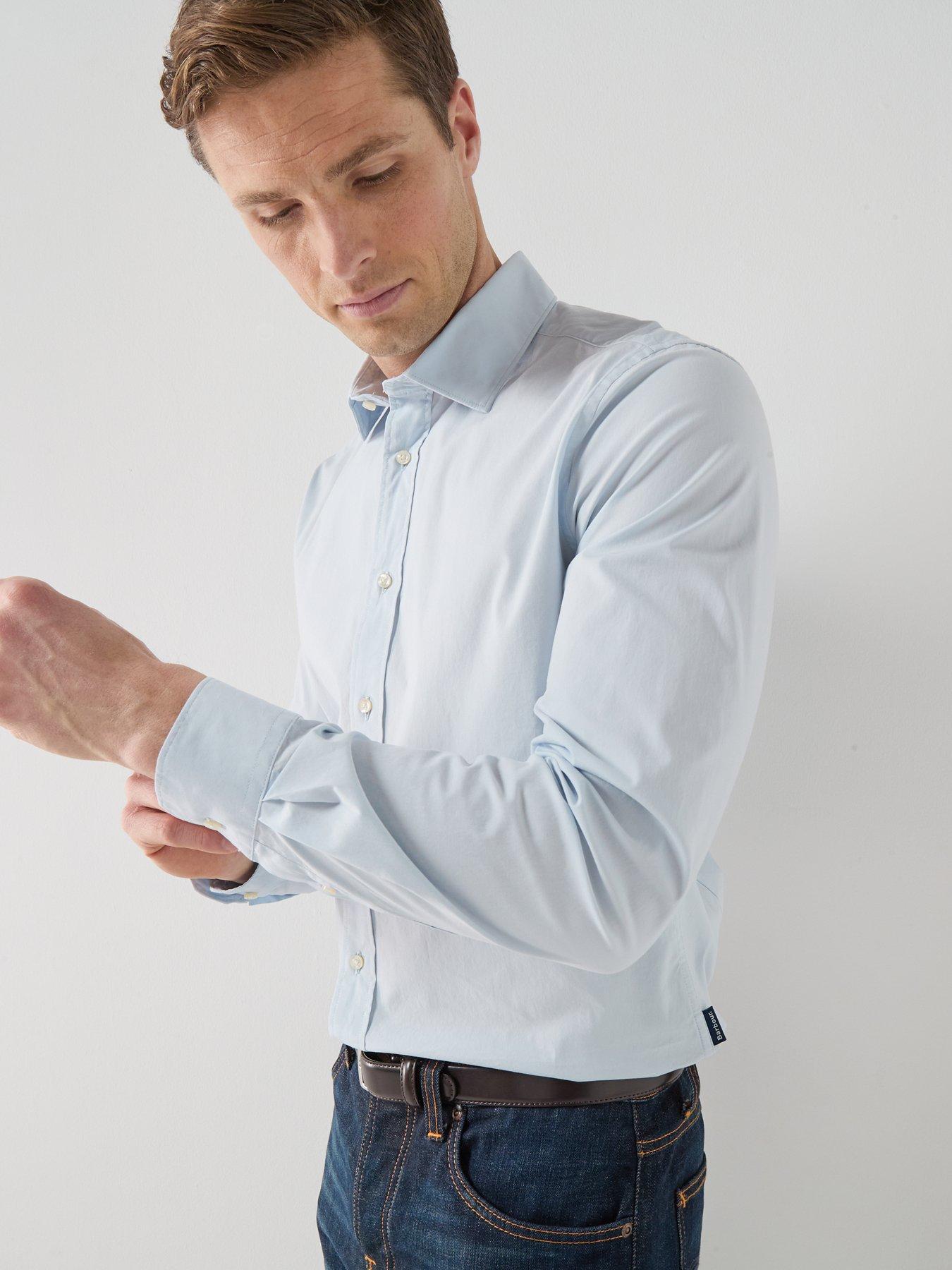 Image 6 of 6 of Barbour Westcroft Stretch Poplin Tailored Shirt - Light Blue