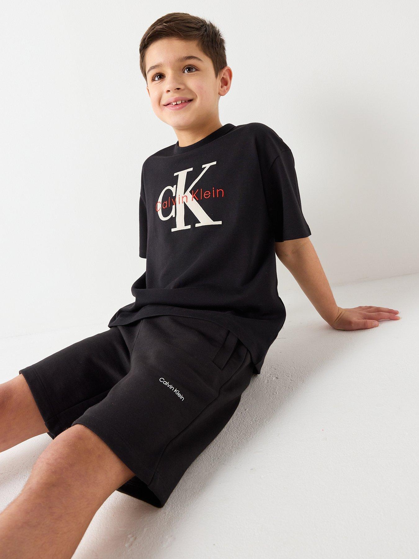 Image 5 of 5 of Calvin Klein Jeans Boys Terry Jogging Shorts - Black